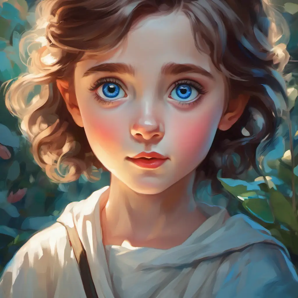 Introduction of Girl with big blue eyes and white skin, brave and kind, a girl with distinctive eyes.