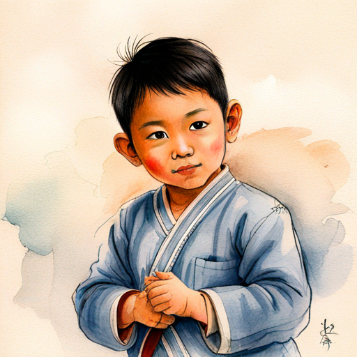 Brave little boy with a kind heart, wearing traditional clothes's spirit living on in people's hearts