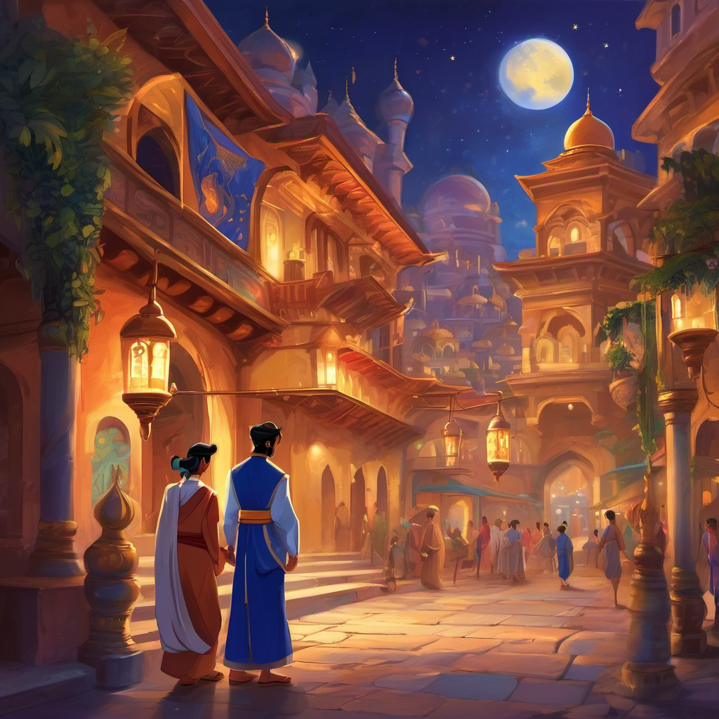 In a blink of an eye, schools appeared throughout the city. Books, pens, and bright classrooms were filled with laughter as children eagerly learned and grew. Aladdin couldn't help but feel proud of his wish. With his final wish, Aladdin wished for Agrabah to prosper and be known for its kindness and compassion. The city's streets glowed with love, as people helped one another, and harmony spread throughout.