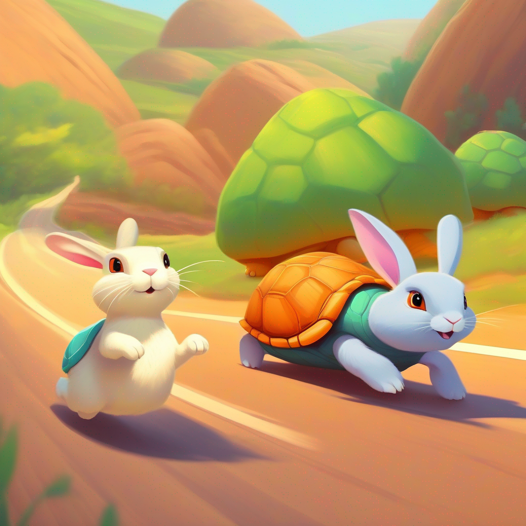 Fast rabbit and slow tortoise in the race.