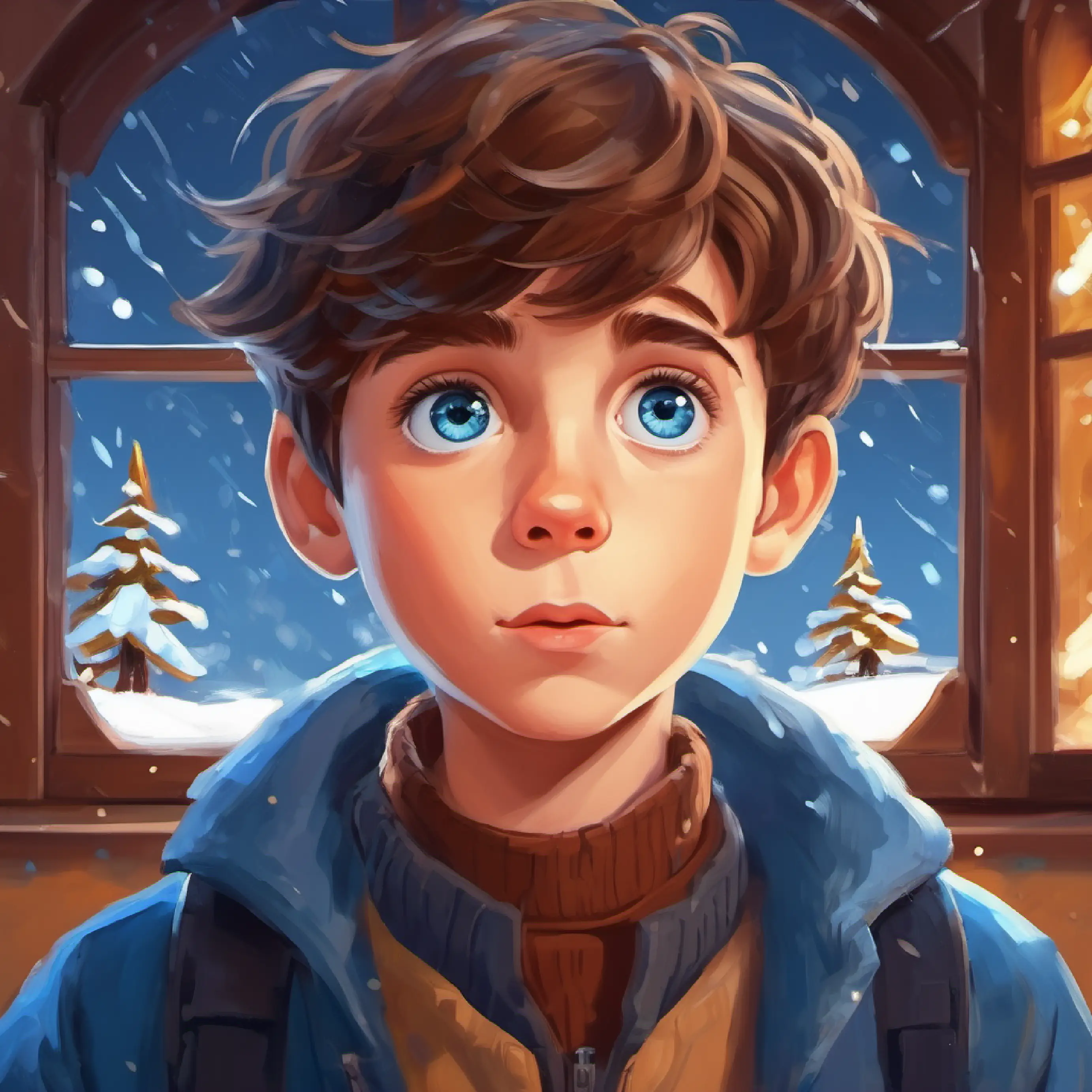 A change in the weather, A curious, adventurous boy with brown hair and blue eyes's initial reaction