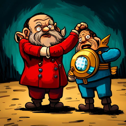 Dwarfs playing pranks on Red and gold suit, with faceplate and arc reactor