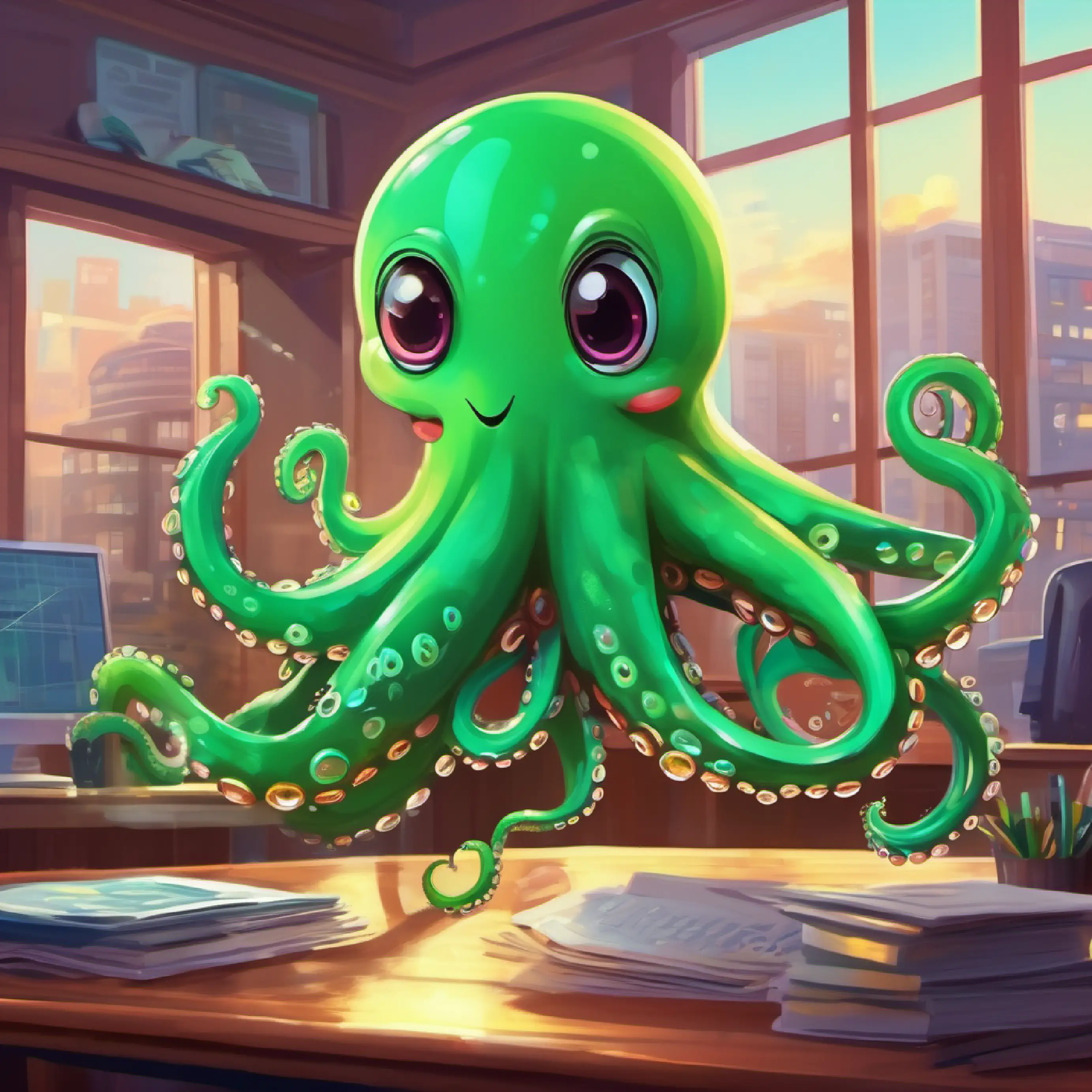 Green Dancing Octopus With Phd In English Lit