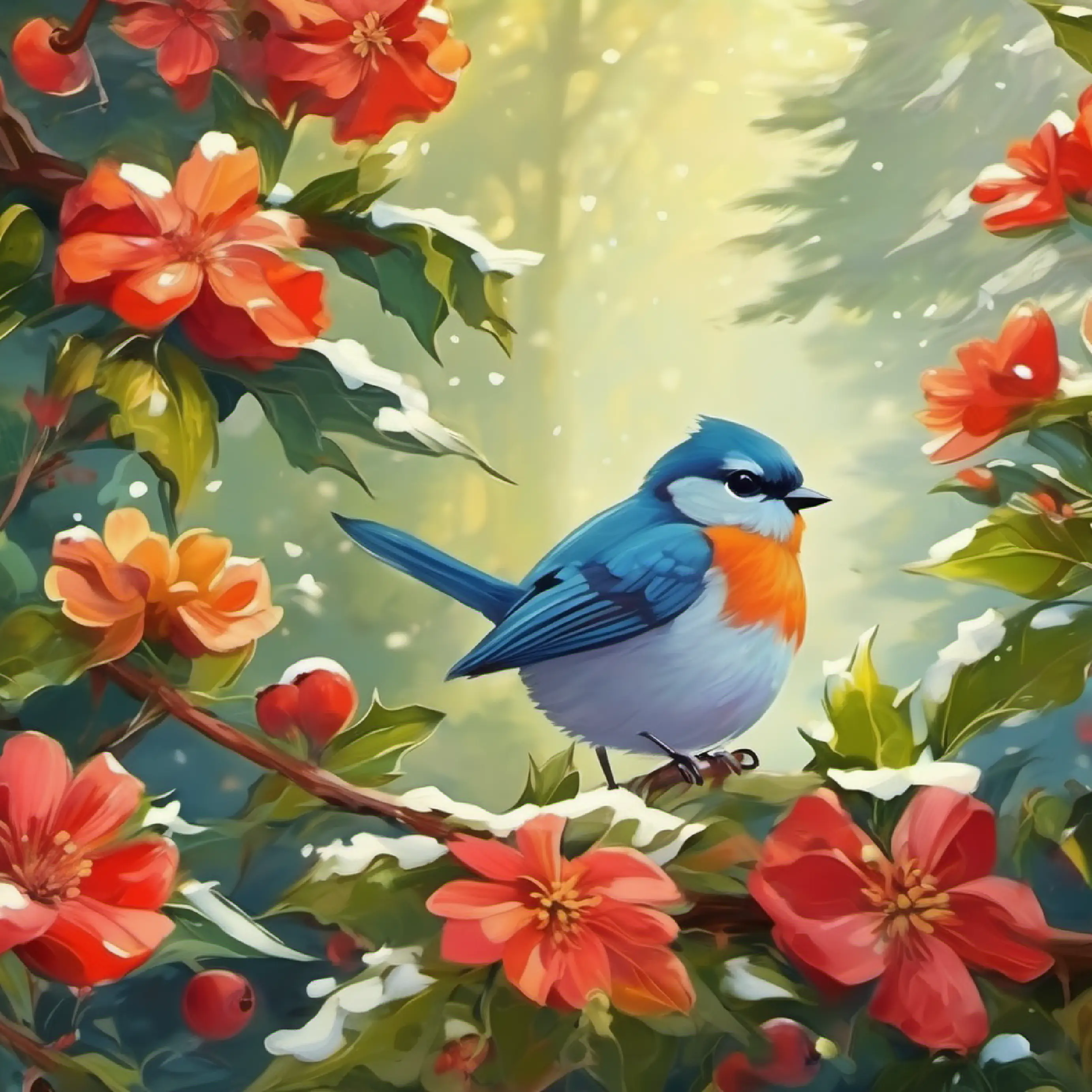 Nature seems to welcome the children with birdsong and flowers.