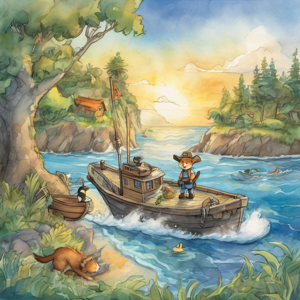 Feeling encouraged by his friends' kind words, Patch's confidence grew stronger. With a renewed determination, he steered The Salty Paw towards the mysterious island, guided by the clues on the map. Each challenge they faced, whether it was crossing treacherous waters or decoding a cryptic riddle, Patch tackled with courage and a sense of adventure. Finally, after days of searching, they arrived on the beautiful island. Together, Patch, Captain Whiskers, Bosun Barks-a-Lot, and Squeaky explored every nook and cranny, following the clues, and unraveling puzzles. It was a true test of their teamwork and perseverance.