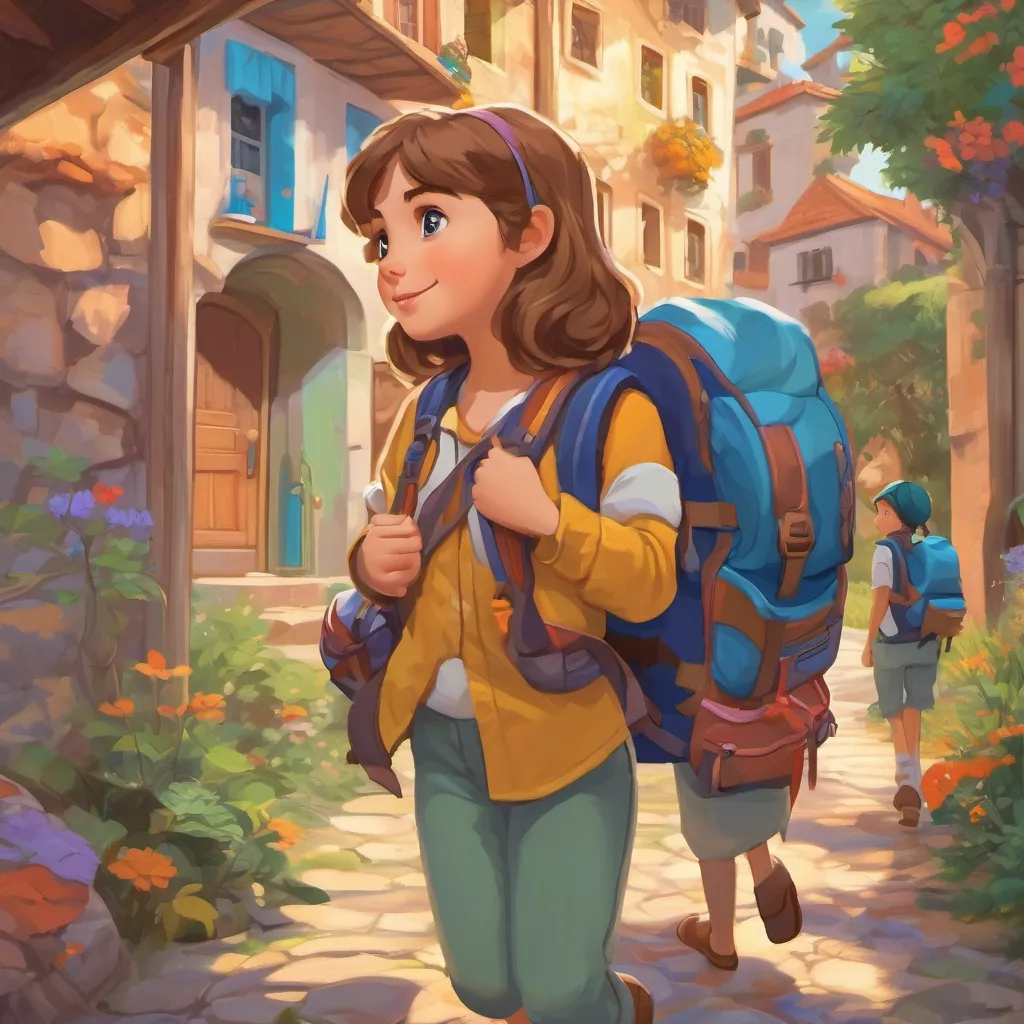 A curious young girl with brown hair and a bright, colorful backpack ready for adventure and A spirited girl with blonde hair and an equally vibrant backpack, always ready to explore at home packing their backpacks for their next adventure with a world map behind them.