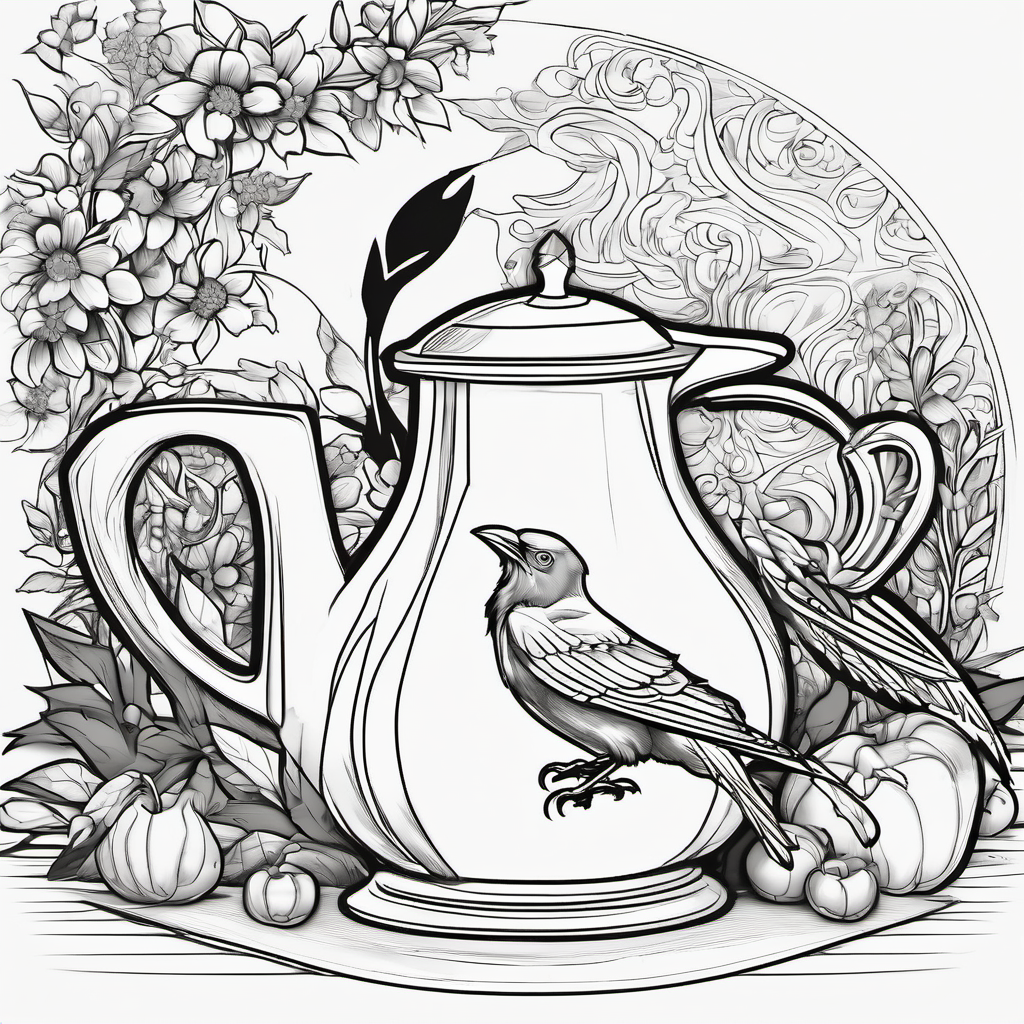 The crow bending its beak near the pitcher