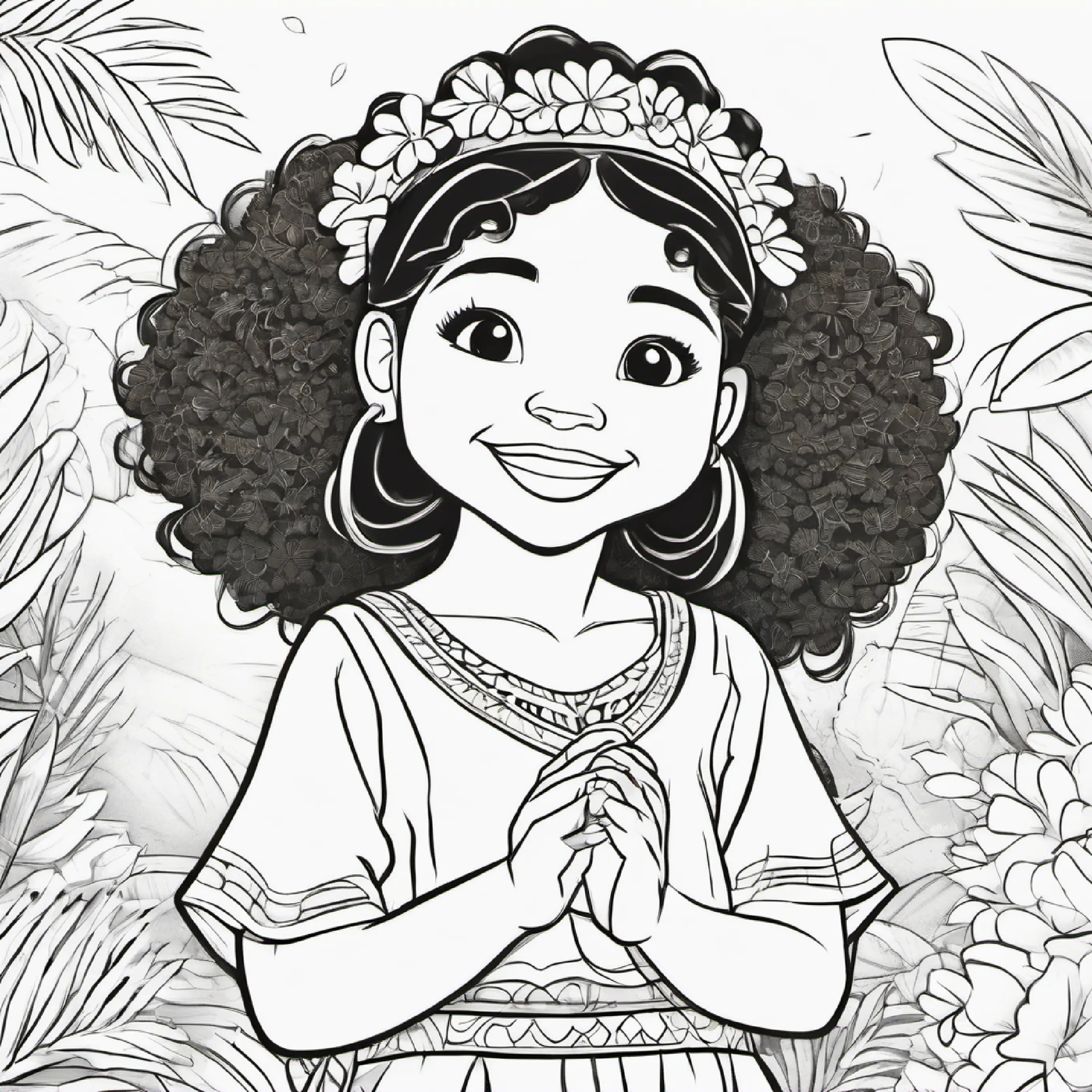 Happy Samoan girl, brown skin, dark brown eyes, cheerful learning January, clapping once.