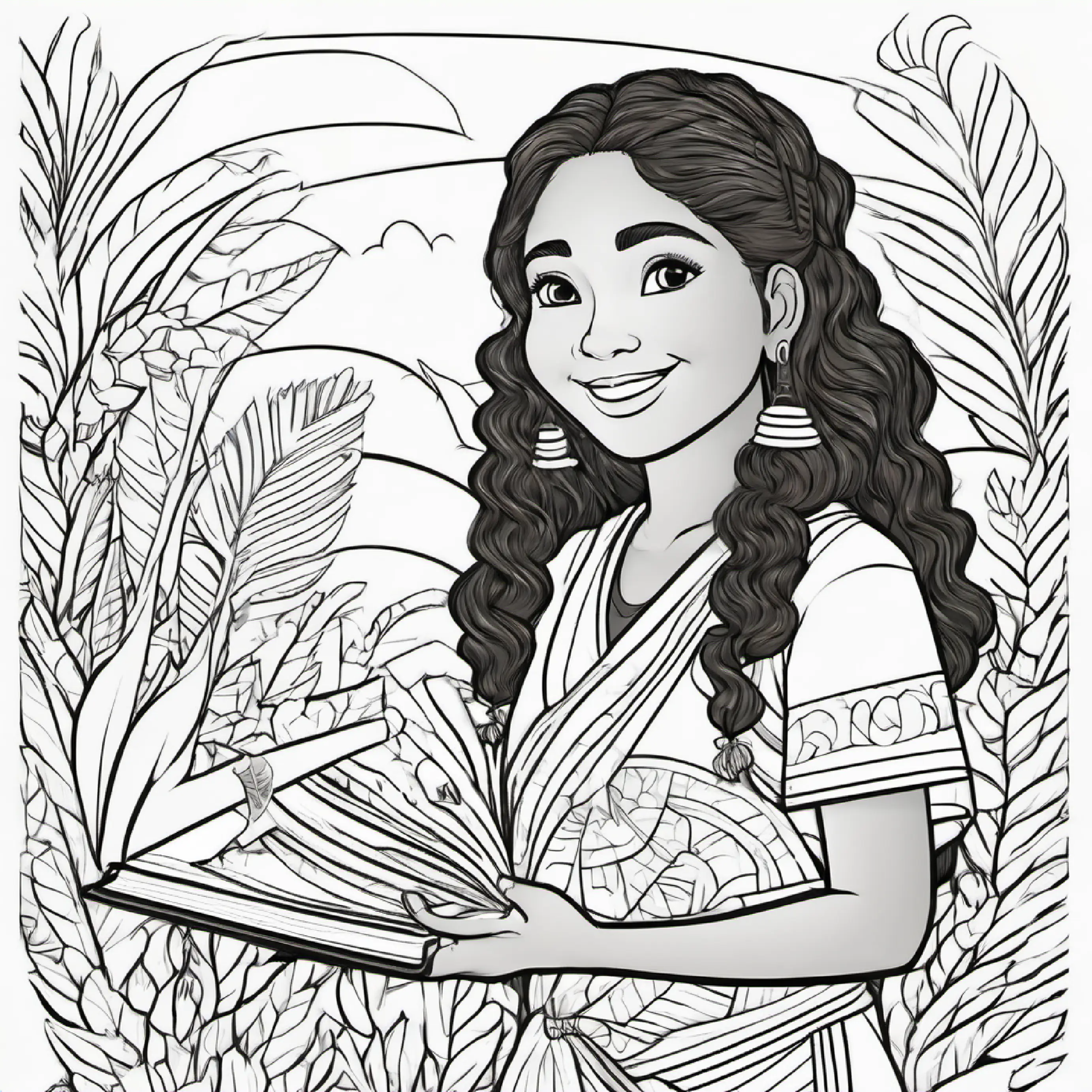 Learning February, Happy Samoan girl, brown skin, dark brown eyes, cheerful claps twice.