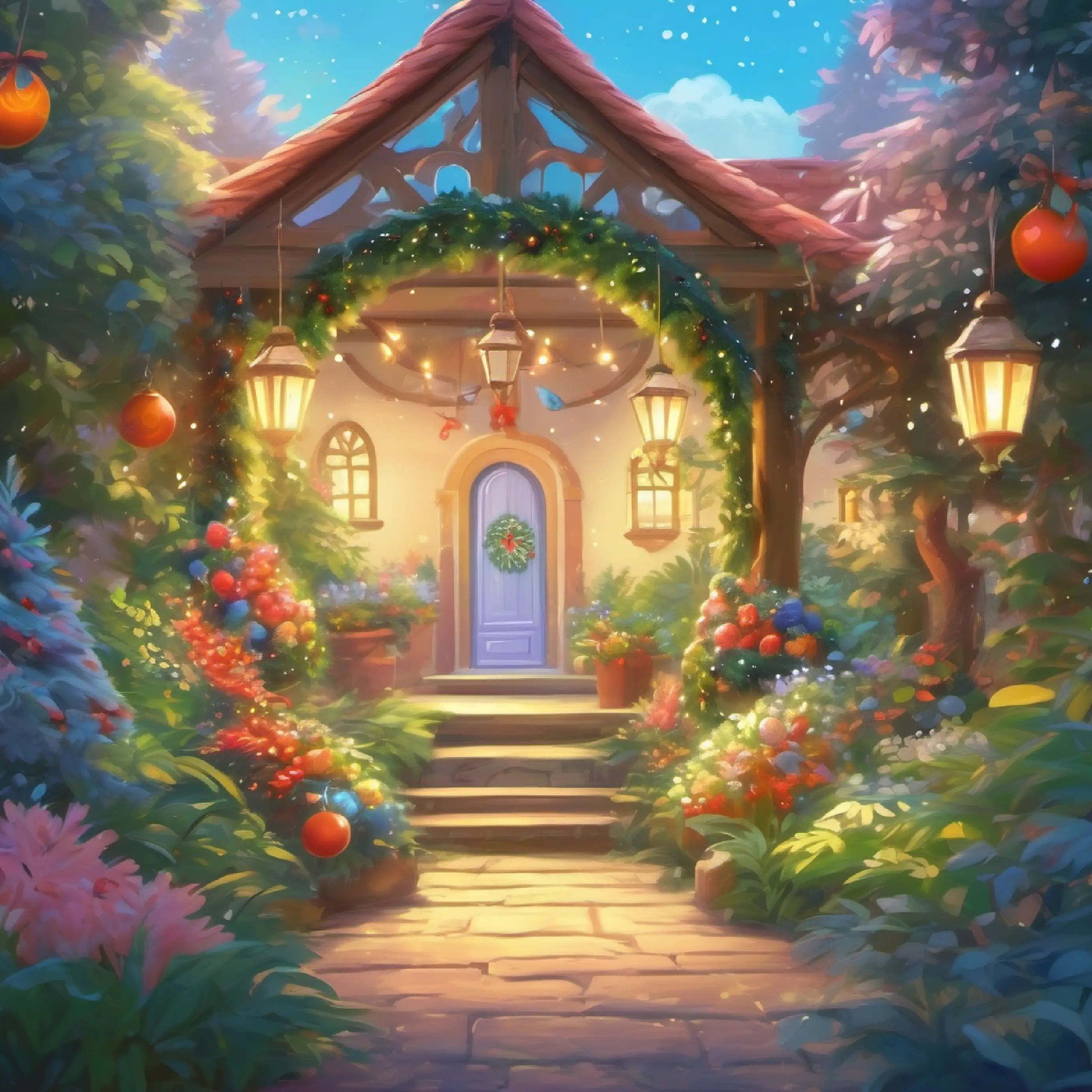 Introducing the magical garden, Small, with pale wings, kind eyes, energetic, youthful appearance the guardian, serene atmosphere