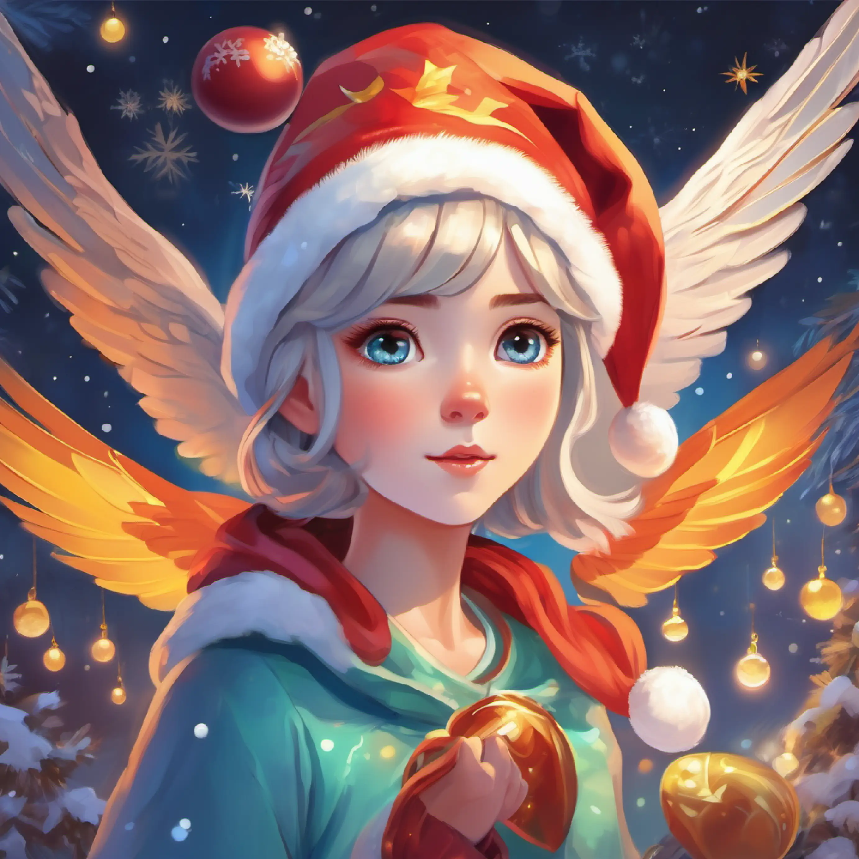 Small, with pale wings, kind eyes, energetic, youthful appearance's emotional growth, metaphorical bright stone, new assurance