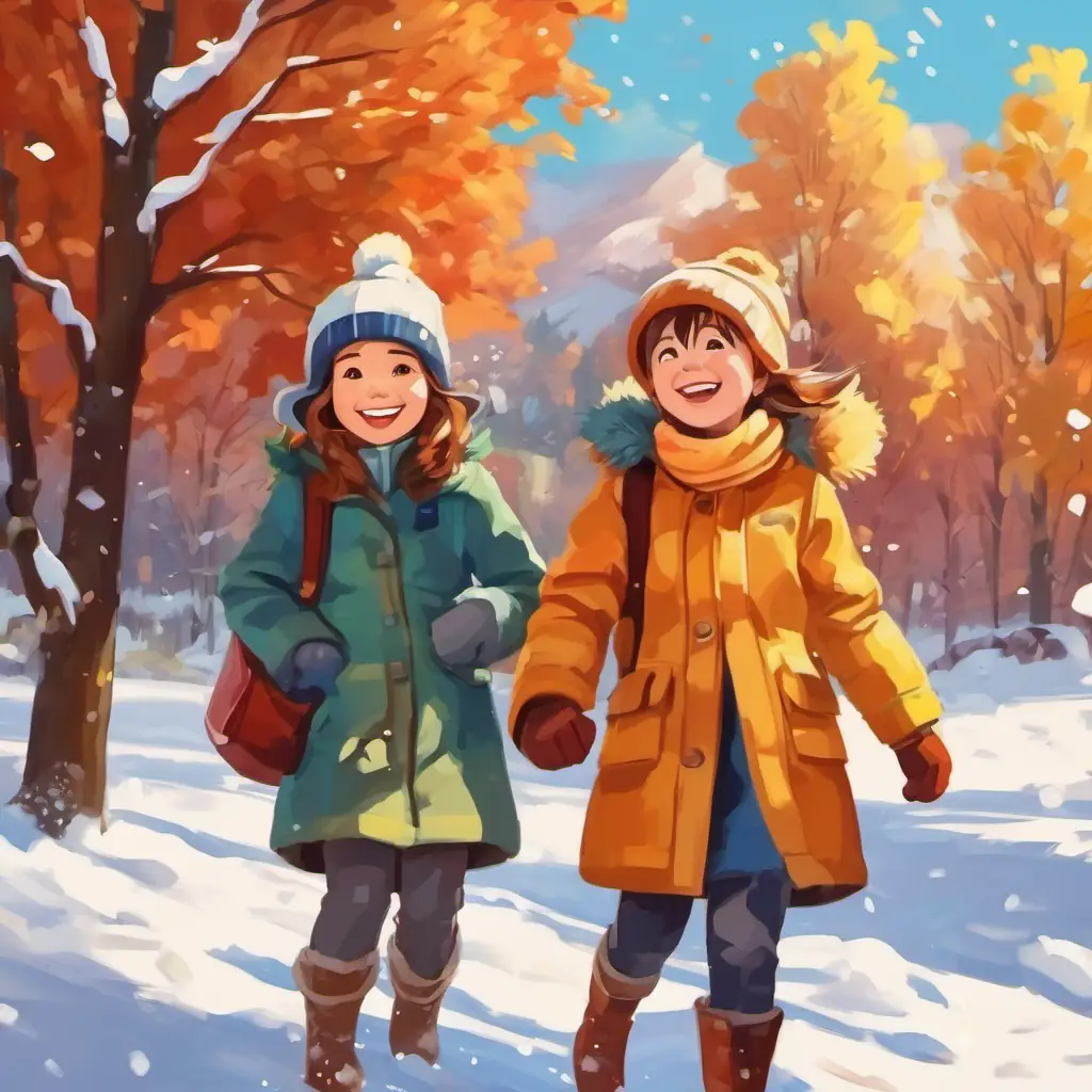 the kids are happy in the snow 