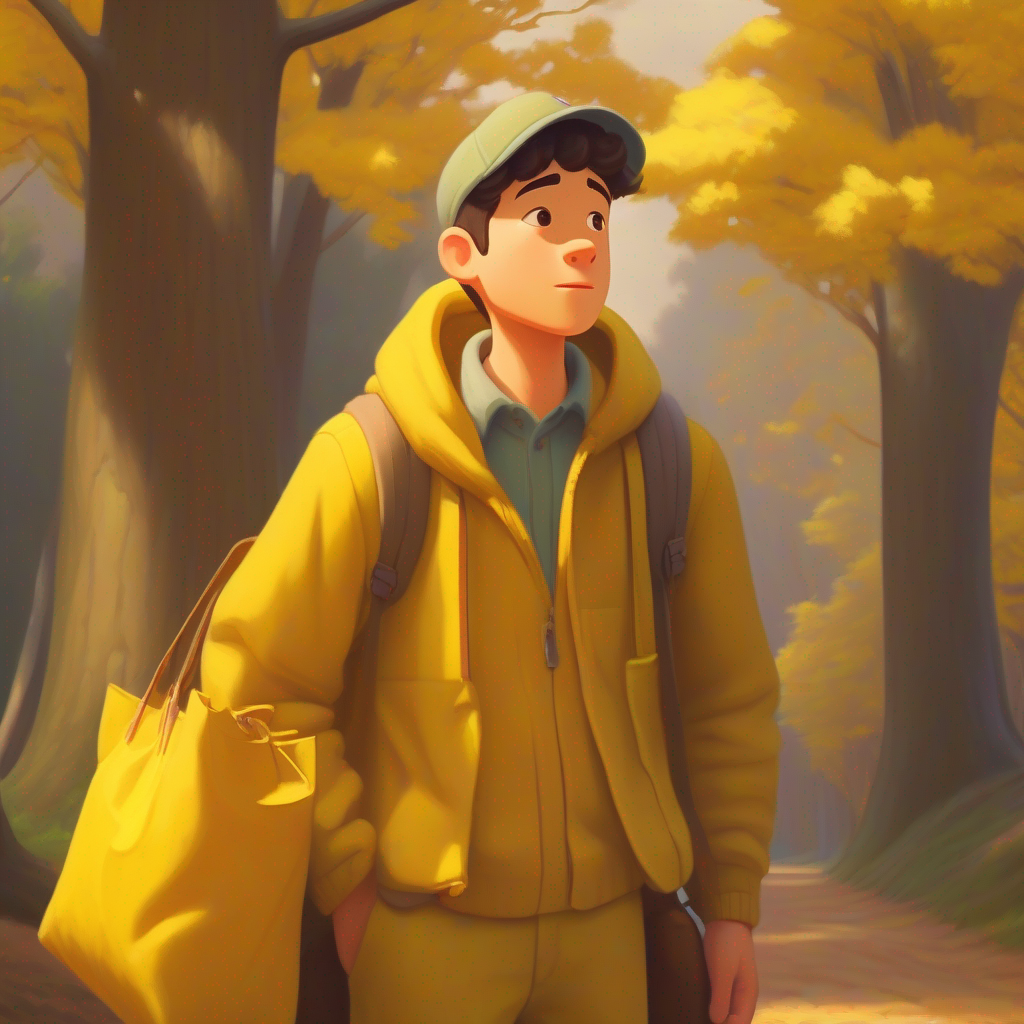 Peter accurately describing the bag, Honest and kind, warm-hearted, wearing simple clothing refusing the reward, yellow colors