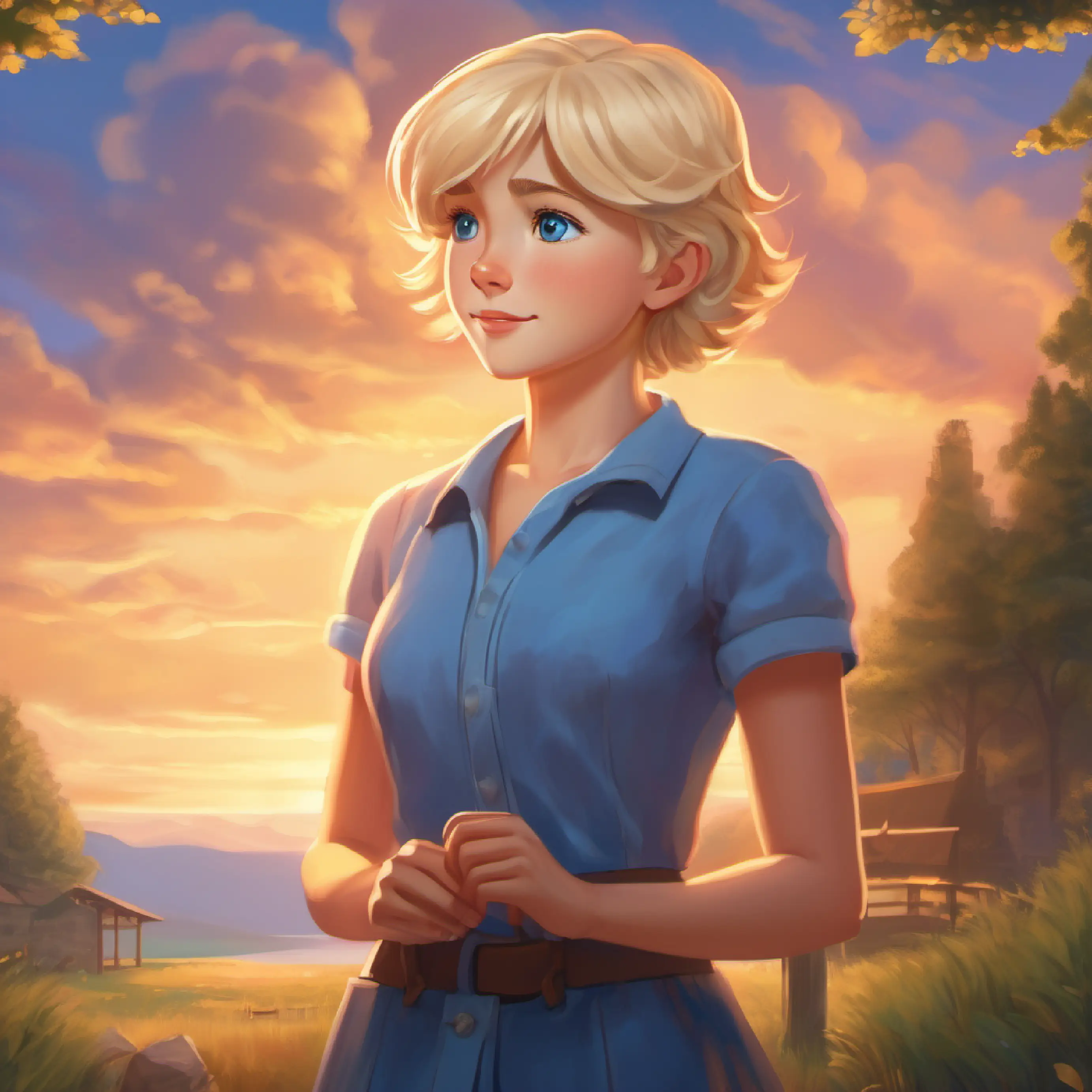 A heartfelt final call between Julie and Athletic build, short blond hair, blue eyes, the embodiment of warmth