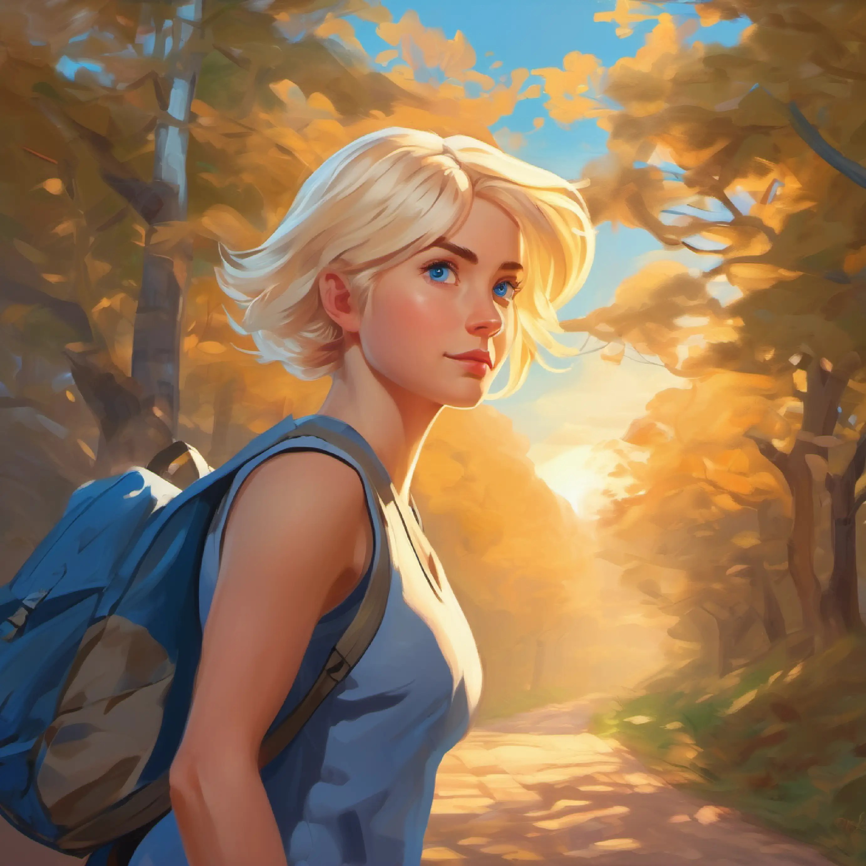 Julie finds strength to move forward with Athletic build, short blond hair, blue eyes, the embodiment of warmth's memory