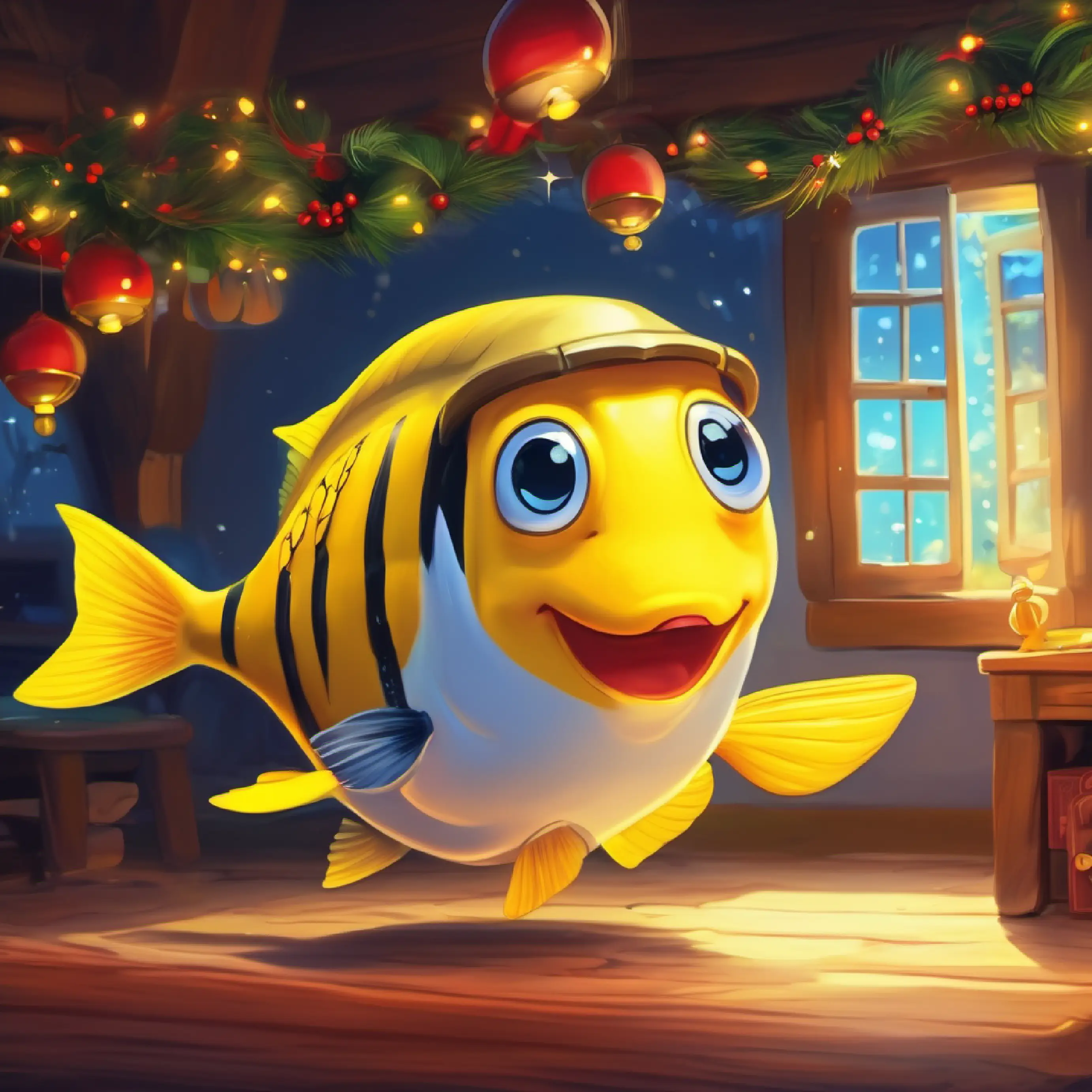 Wish has been granted, Tiny, yellow fish with big, trusting eyes remembers home