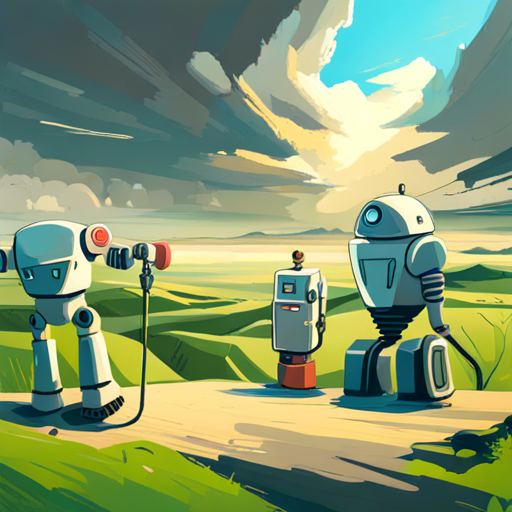 Three robots finding a charging station to recharge another robot