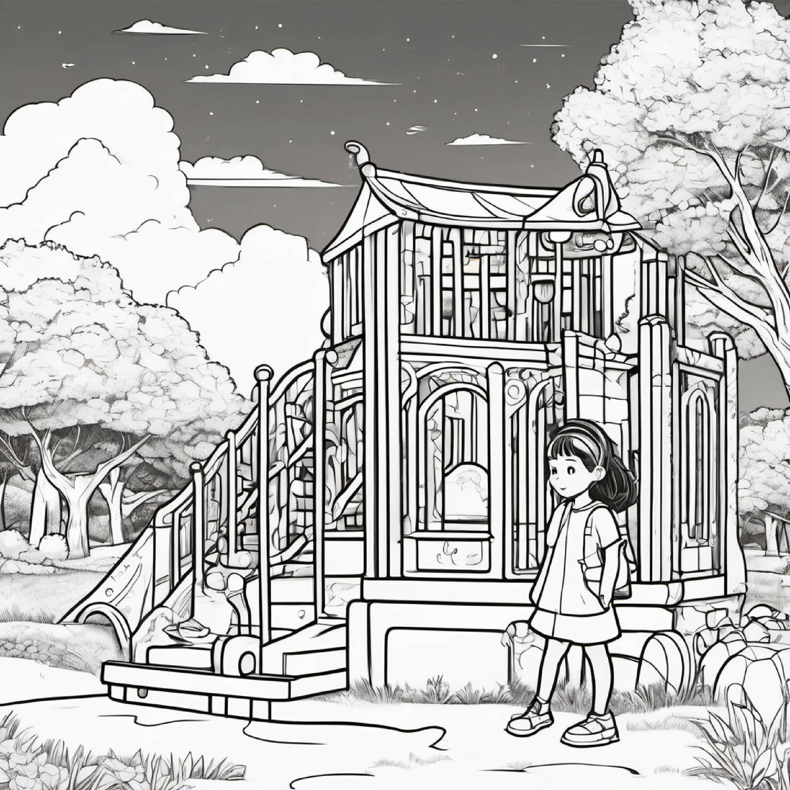 A new girl at the playground, looking isolated