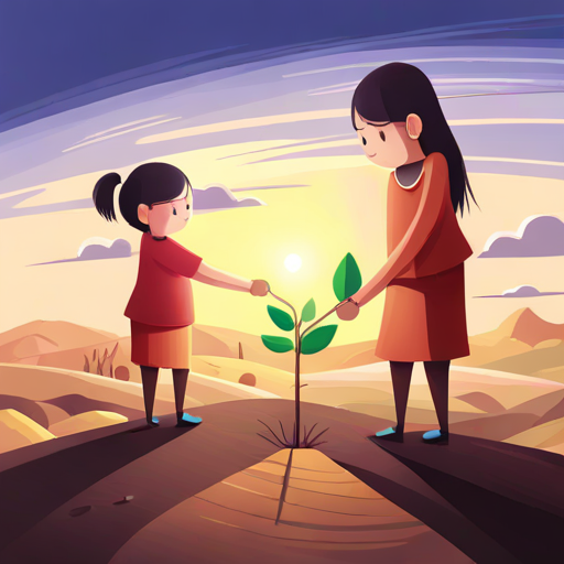 girlren holding hands and planting trees for a greener India
