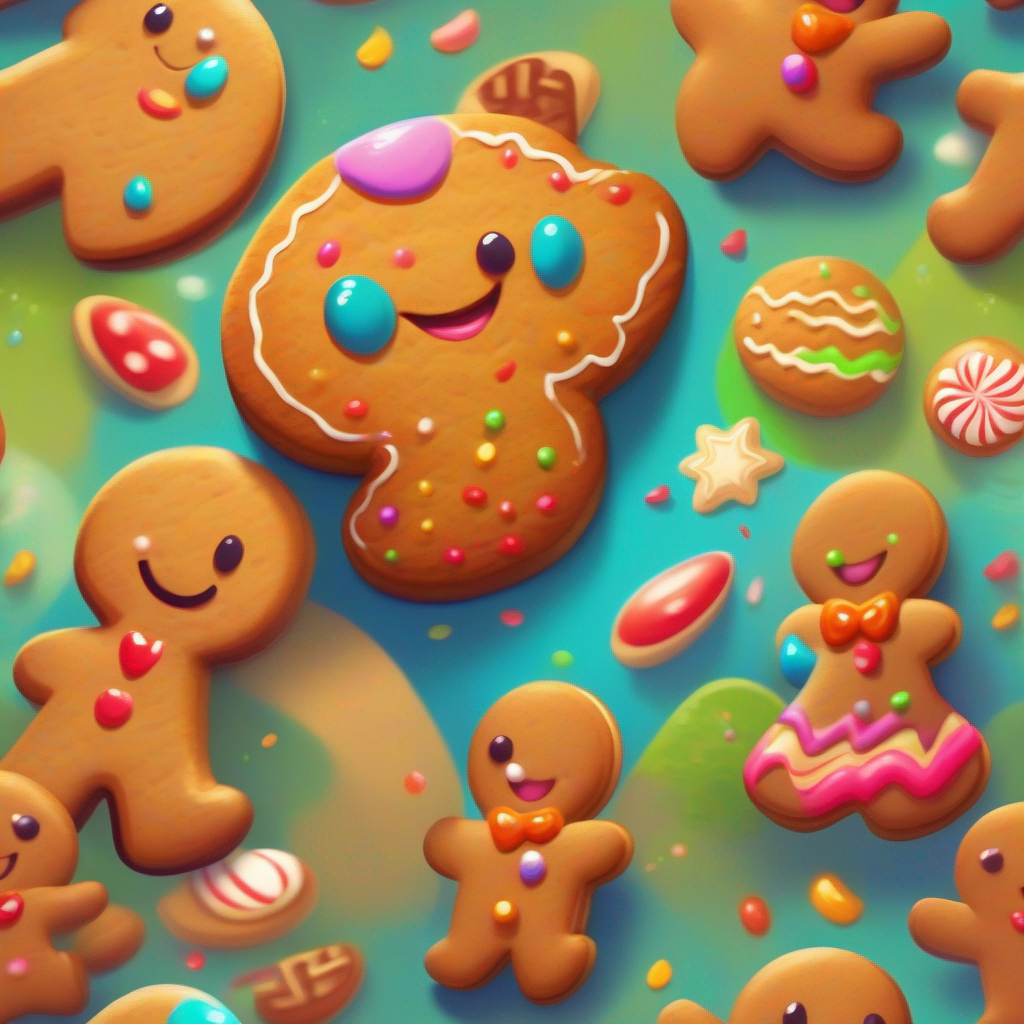 A A lively cookie with a gingerbread body and a big smile. comes to life and runs away.