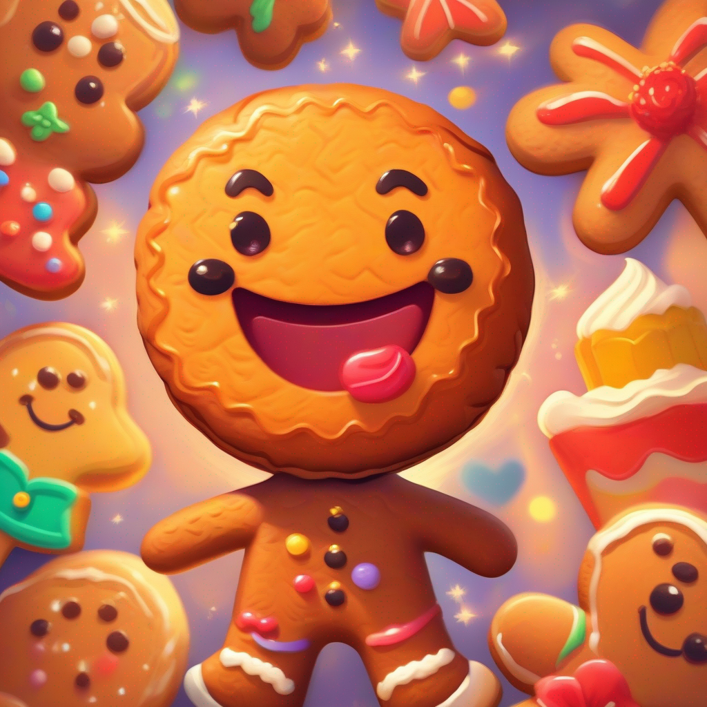 The A lively cookie with a gingerbread body and a big smile. realizes the value of friendship.