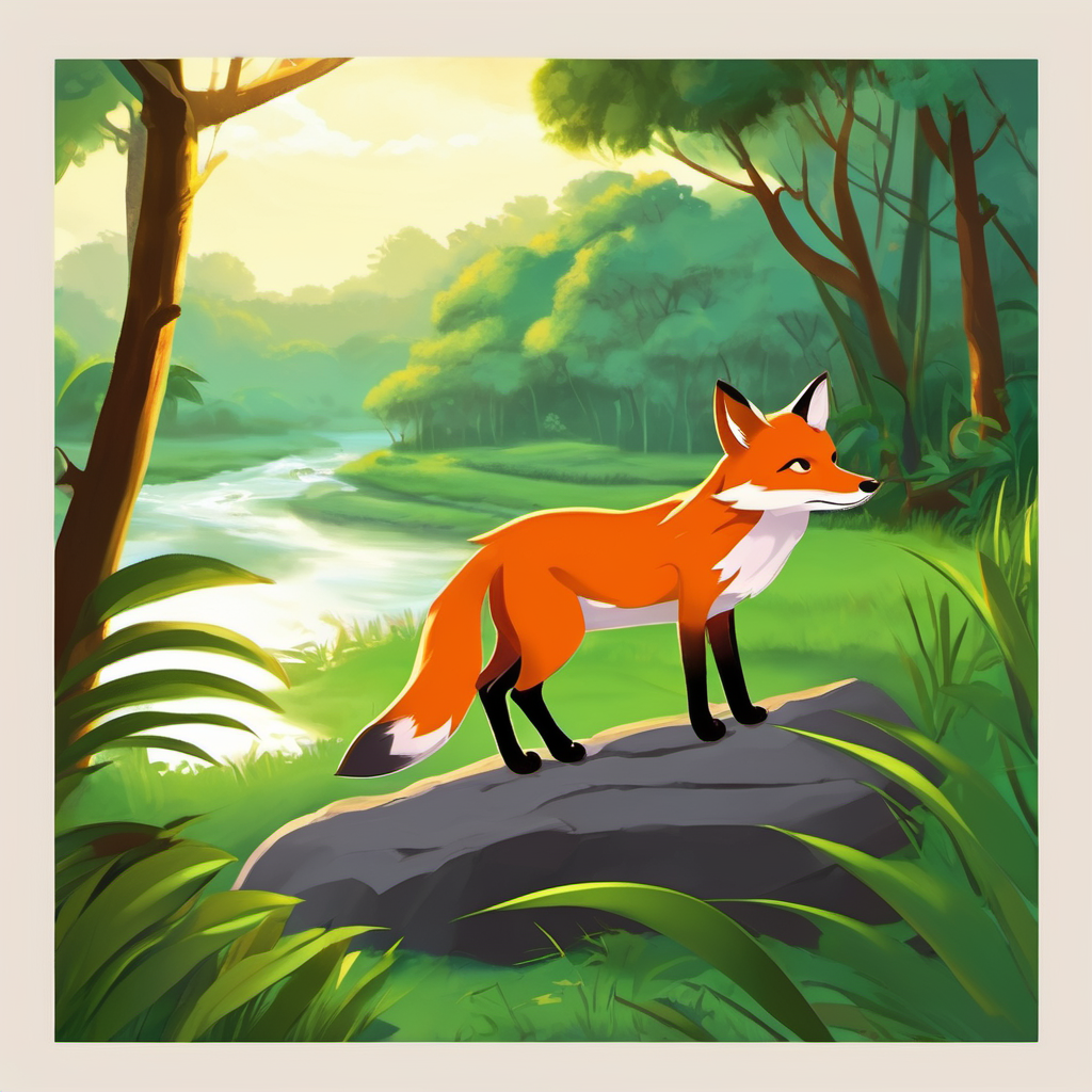 Once upon a time, in the beautiful country of Bangladesh, there lived a clever little fox named Shayal. Shayal lived near the riverbanks, where he loved to explore and play. He was always looking for new adventures and challenges. One sunny day, Shayal came across a group of villagers gathered near the river. They were cheering and clapping, so naturally, Shayal was curious to see what was happening. He squeezed through the crowd and discovered an old lady named Nani Buri sitting on a large rock.