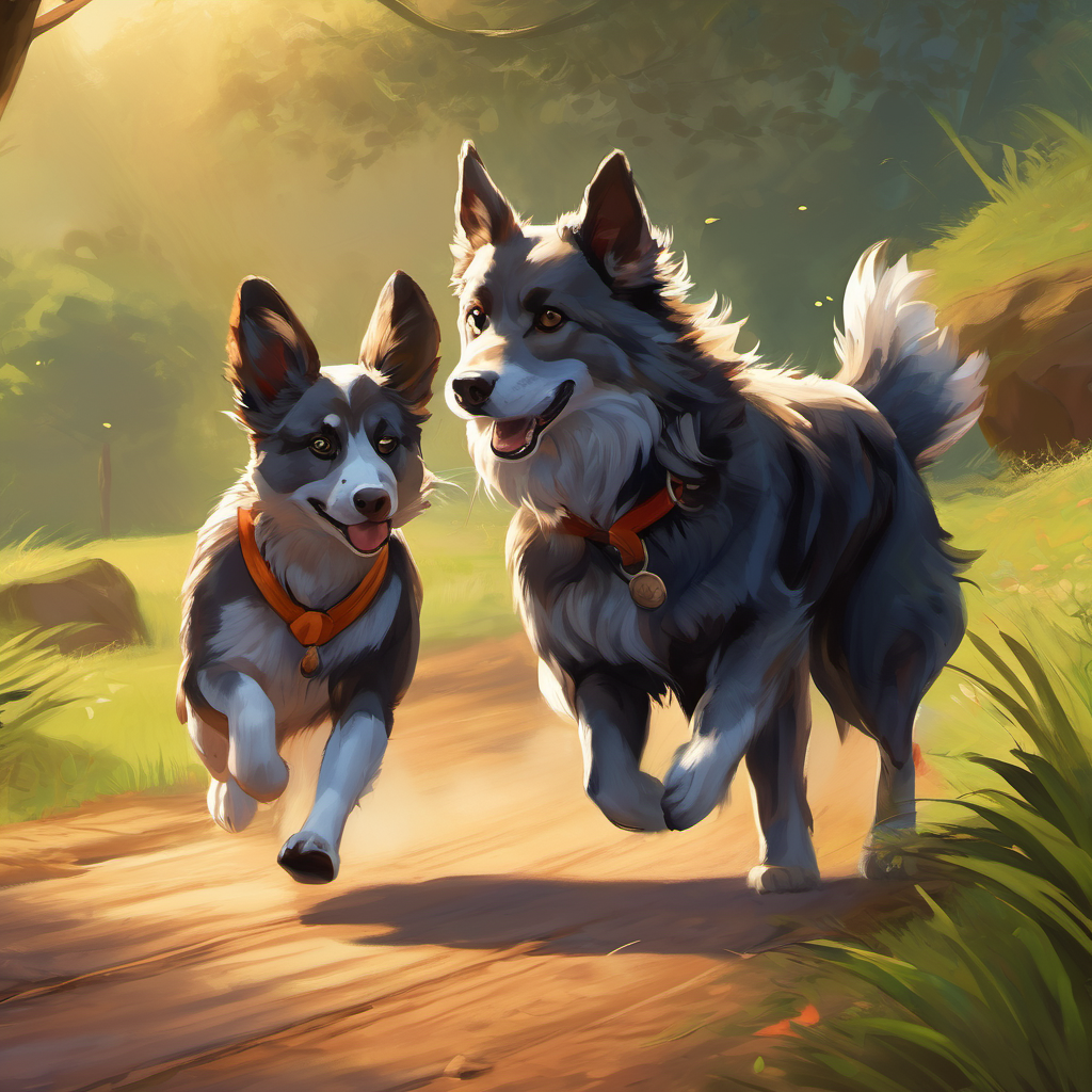 He quickly veered off the running path and ran towards Kalu. Shayal barked and wagged his tail, trying to reassure the frightened dog. With Shayal's guidance, Kalu found his way back home, safe and sound. When Shayal returned to the race, he saw that Khokon had already crossed the finish line. The villagers were cheering and clapping, but Shayal wasn't sad. He felt proud of what he had done, even if it meant losing the race.