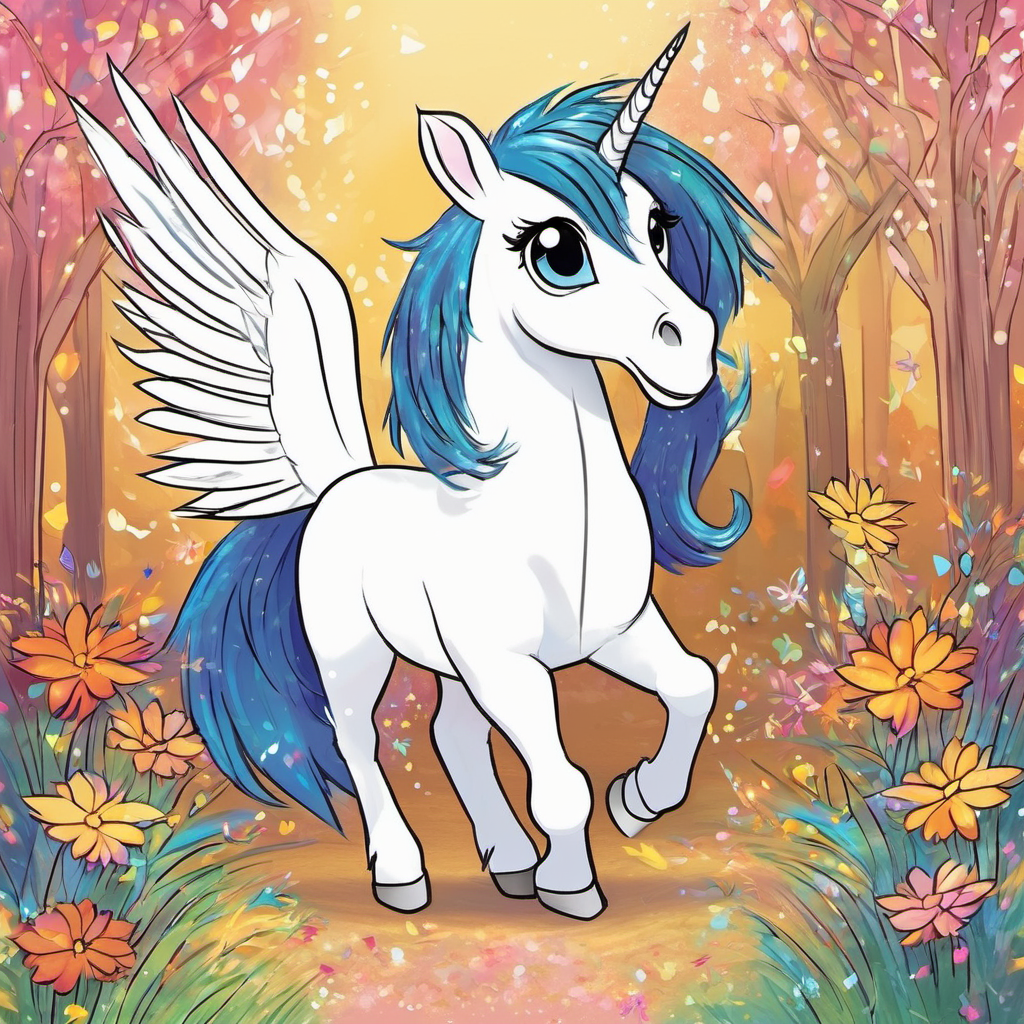 Sparkle couldn't help but be in awe of Feathers' beauty, and she slowly approached her, her hooves making soft sounds on the ground. Feathers, noticing Sparkle, was equally amazed by the unicorn's gracefulness. They exchanged pleasantries and discovered that they had so much in common. Sparkle loved the way Feathers danced, and Feathers adored the way Sparkle sparkled. They were so excited to finally meet each other!