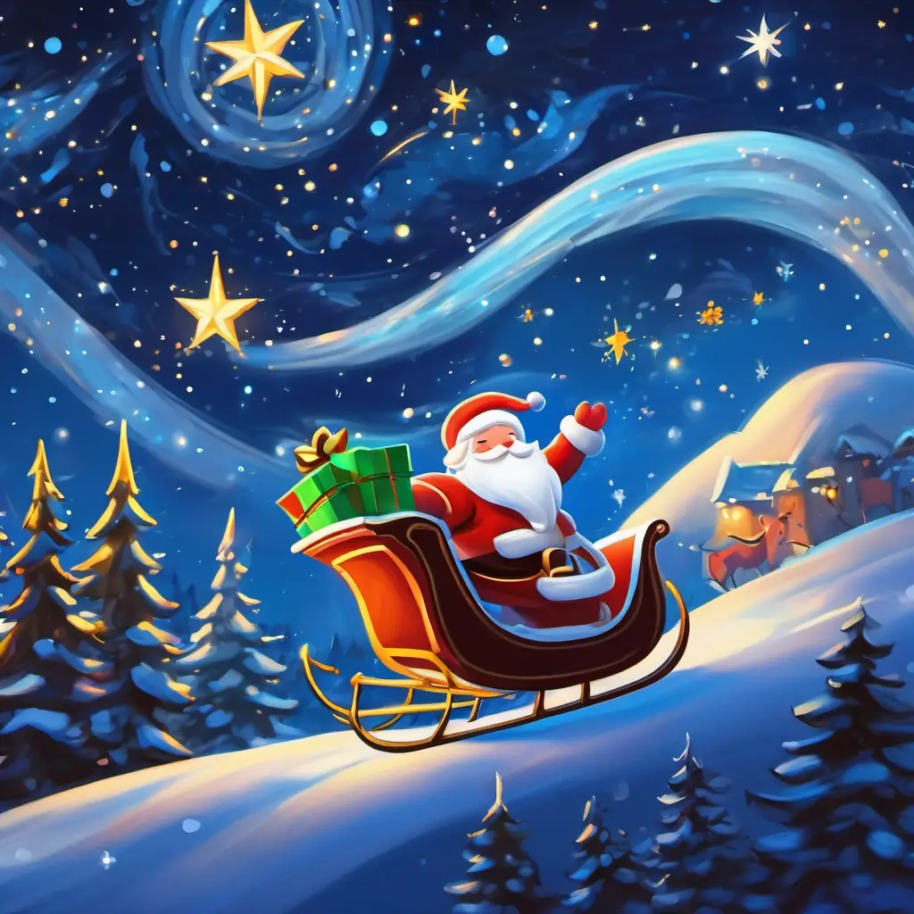 Sleigh journey, dancing among constellations, painting joy in the sky