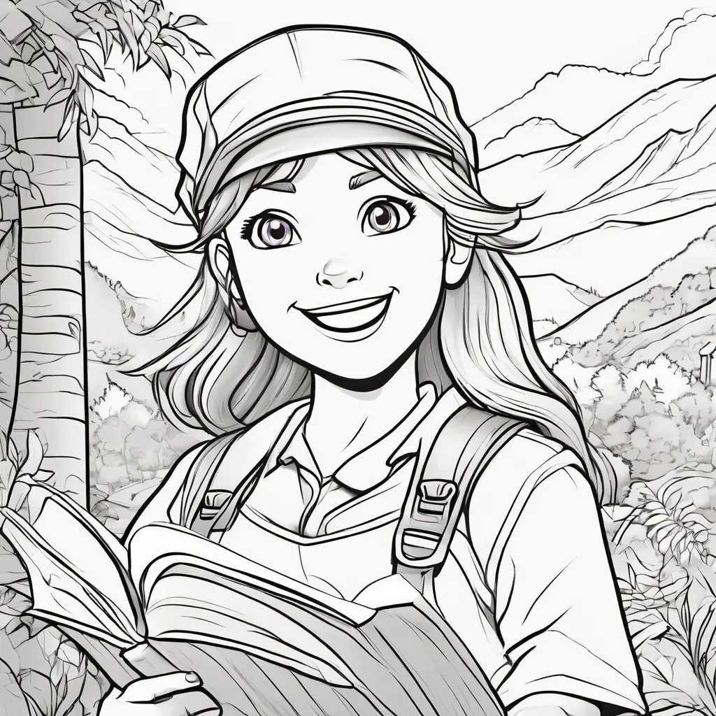 Brinley has brown hair, blue eyes, and loves wearing her purple cap and Barret has blond hair, green eyes, and always has a wide smile holding a treasure map, smiling and looking excited.