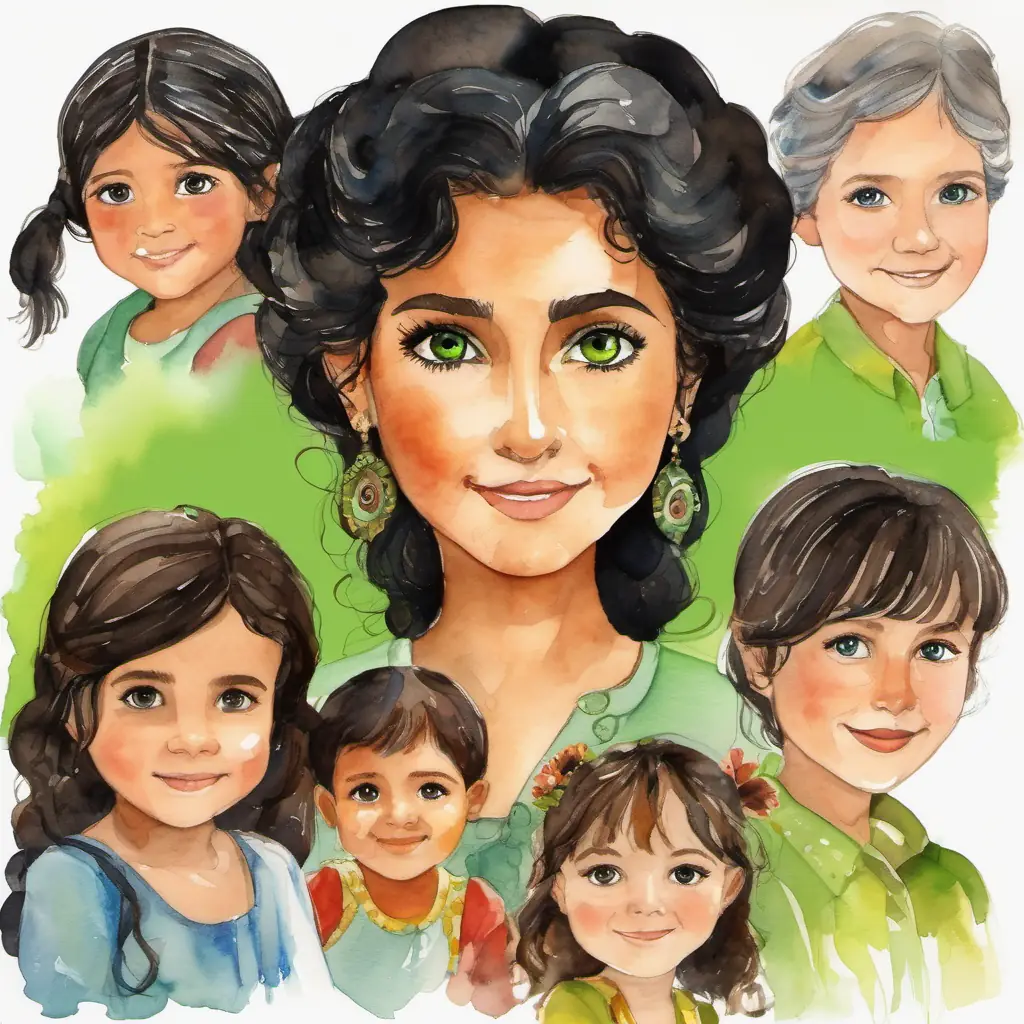 Abuela Enriqueta: kind, with warm brown eyes and olive skin dedicates stories to her grandchildren, Jorge: curious, with dark hair and twinkling brown eyes, Nerea: playful, with blonde curls and sparkling blue eyes, Uxue: adventurous, with freckles and mischievous hazel eyes, and Gaizka: imaginative, with tousled black hair and bright green eyes. Expresses hope that they cherish the stories as a precious gift.