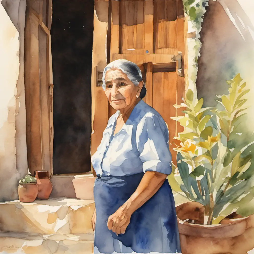 Abuela Enriqueta: kind, with warm brown eyes and olive skin describes her parents, siblings, and the house where they were all born, offering a glimpse of her family and childhood home.