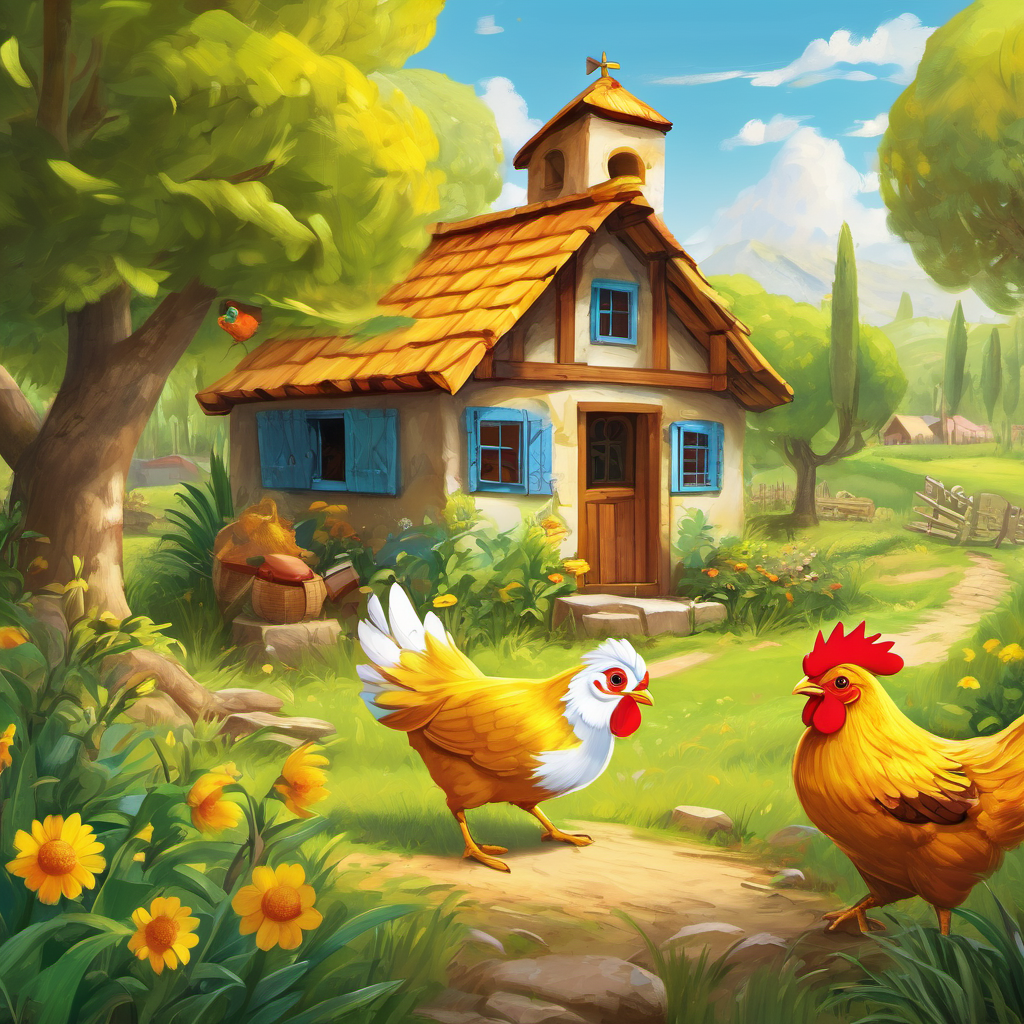 Once upon a time, in a beautiful village called Amigolandia, there lived a little yellow chicken named El Pollo Amarillo. El Pollo Amarillo was a friendly and curious chicken who loved going on adventures and making new friends. One sunny day, El Pollo Amarillo decided to have a picnic with his friends. He invited all the animals in the village to join him at the nearby meadow. El Pollo Amarillo wanted to make the day extra special, so he planned a treasure hunt where they would search for hidden objects starting with each letter of the alphabet.