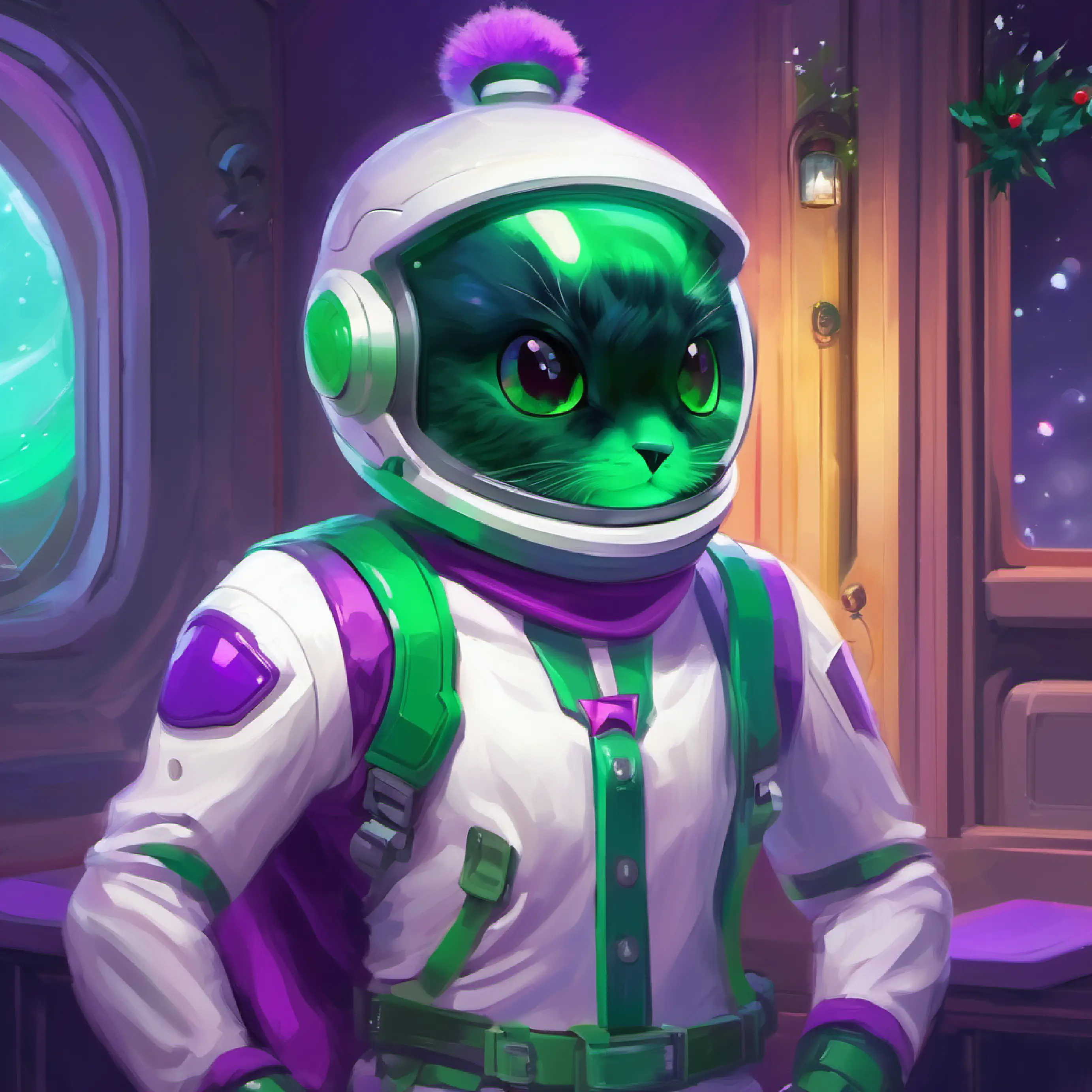 Outside, Space Ranger toy, white and green suit, purple headwear ready for flight, nervous anticipation.