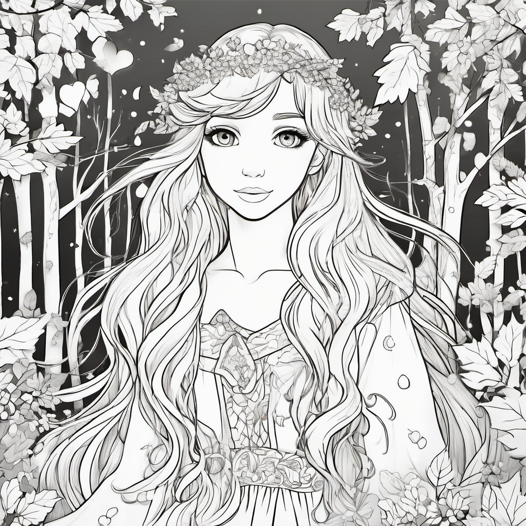 Long flowing hair like autumn leaves, sparkling emerald eyes, and warm tan skin In love with Golden hair, sky-blue eyes, and fair snow-white skin Most beautiful! wandering through the woods, her voice echoing, with tears in her eyes and a broken heart.