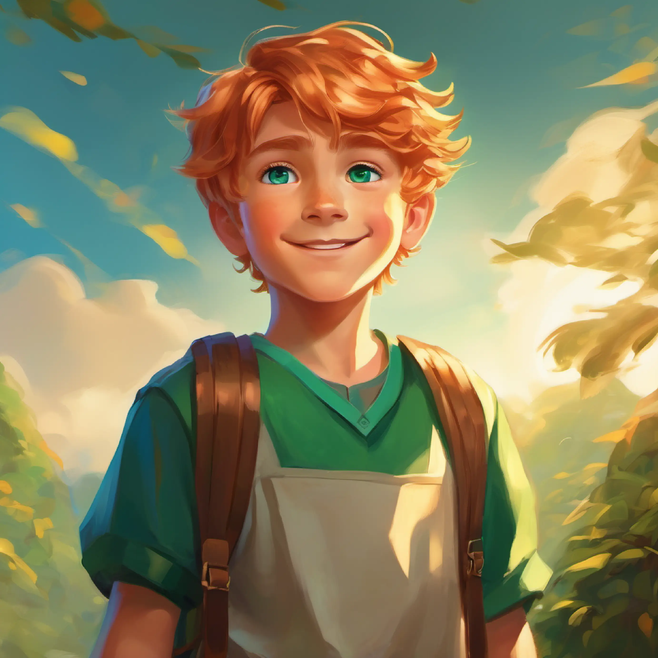 Thin boy, copper hair, emerald eyes, often a scowl on his face's generosity changes kids' opinion; Cheerful boy, golden locks, azure eyes, ever-present smile proud.