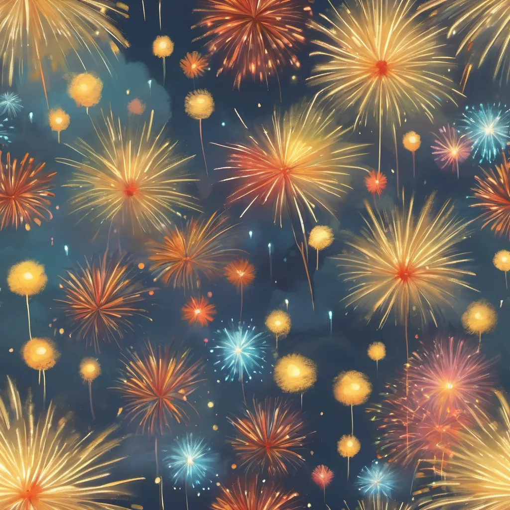 A small, enthusiastic firework with a determined expression, planning her adventure on a sunny day.
