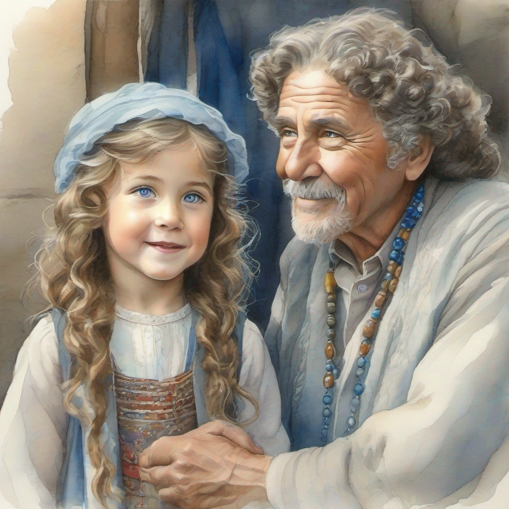The village elder, wise and kind praises A little girl with blue eyes and curly brown hair, Mrs. Jenkins grateful for necklace's return.