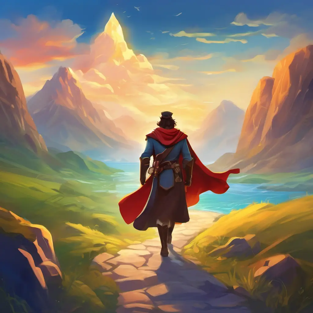 Mysterious hero with a brave heart, curious mind, and adventurous spiritagical realm, mysterious hero 'Mysterious hero with a brave heart, curious mind, and adventurous spirit', embarking on an epic journey