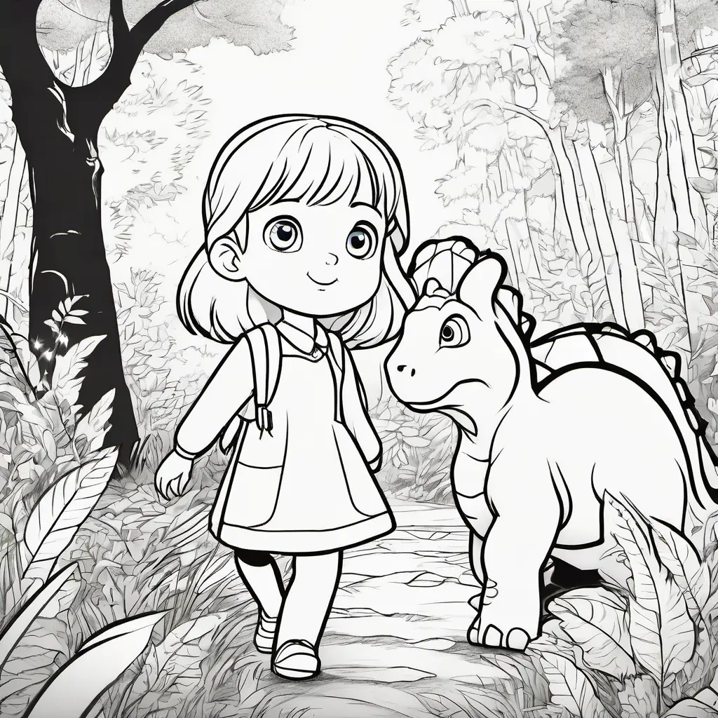 Lilli feels strong and brave as she leaves the forest with the dinosaur. Setting: leaving the forest.