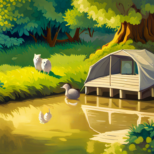 Animals peacefully drinking from the pond