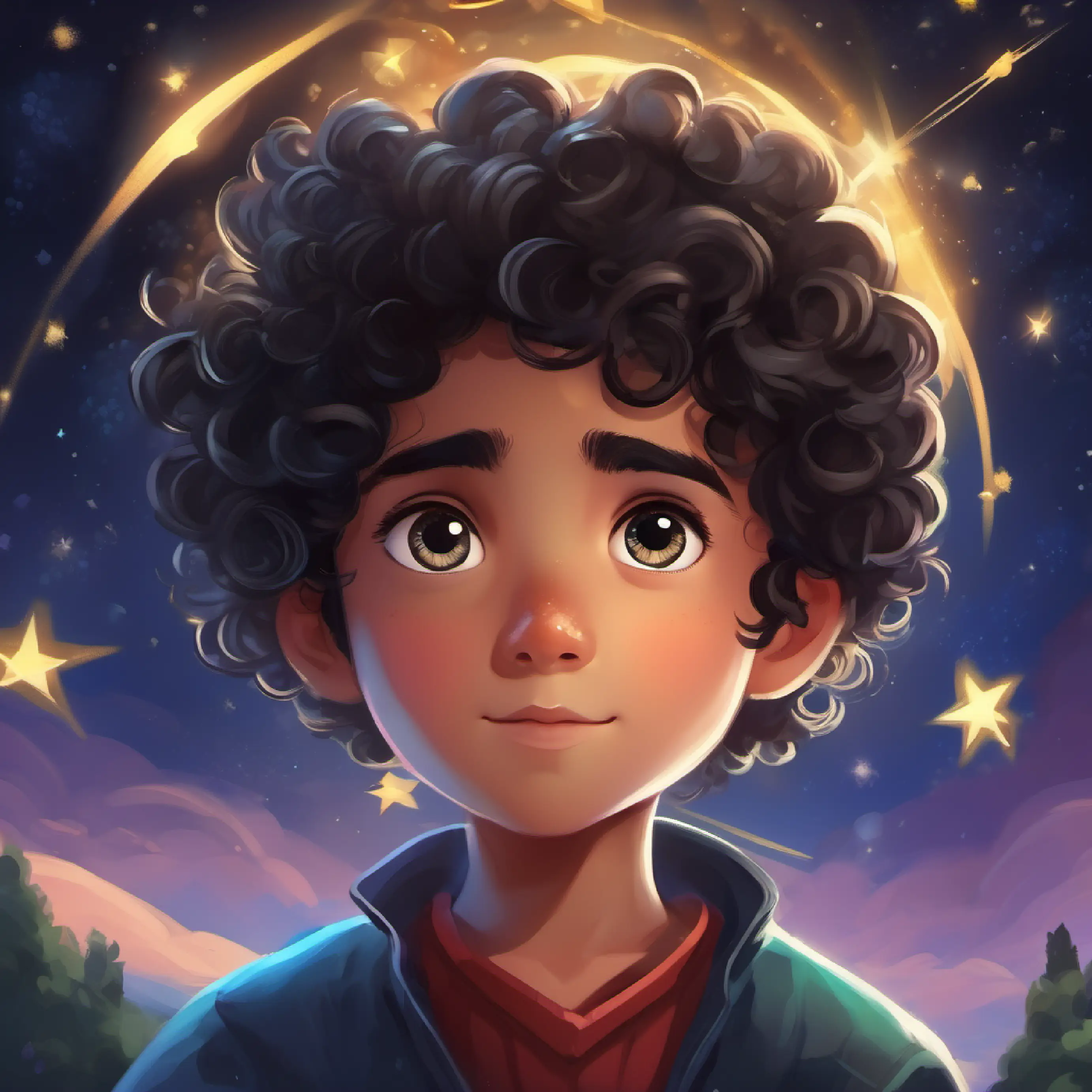 Introducing Phthia and Young hero, dark curly hair, sparkling eyes, brave heart, fast feet, our hero with curly dark hair and starry eyes.