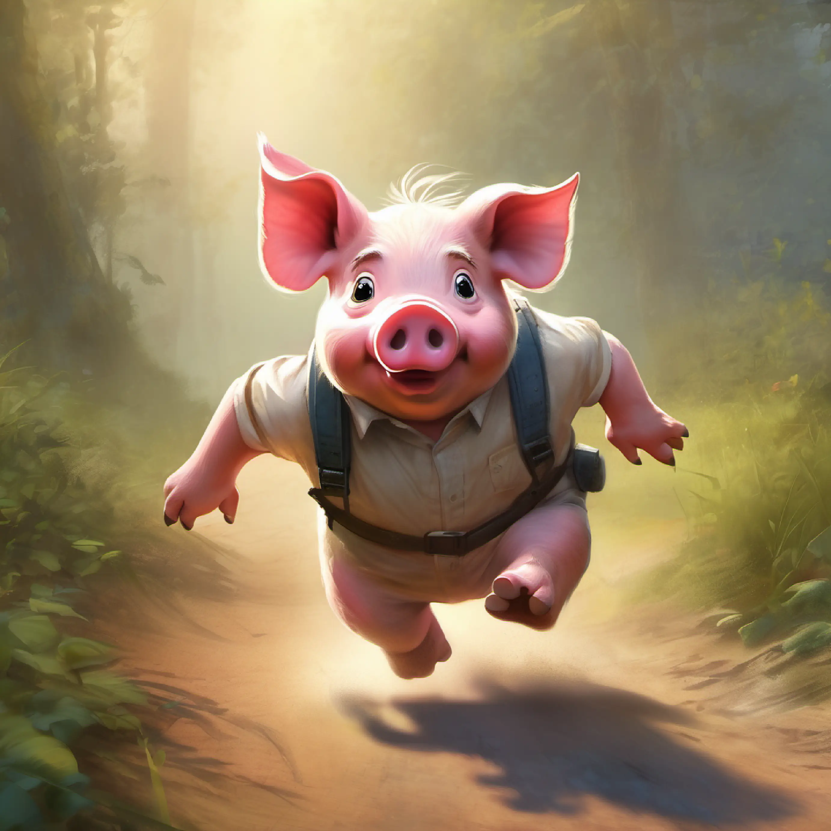 Startled Piggy rushes away, unaware of his missing toes.