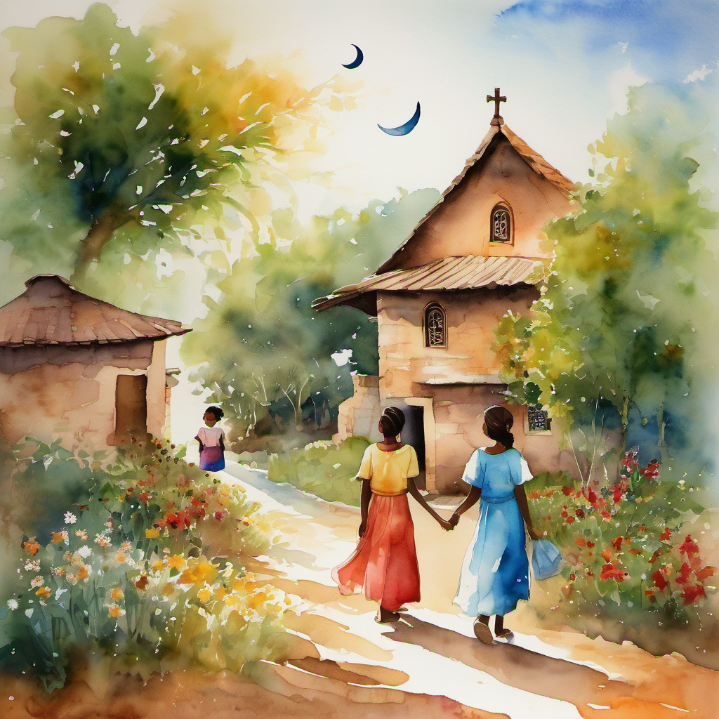 From that day forward, the village lived in harmony, where love and acceptance flowed freely. And Ali, Amara, and Aisha lived happily ever after, cultivating love not just for themselves but for the entire community, serving as a shining example of what is possible when love is approached with an open heart and open mind. And as the moon rose above the village, children would fall asleep knowing that love had no limits and that kindness and understanding could create beautiful stories, just like the one of Ali, Amara, and Aisha.