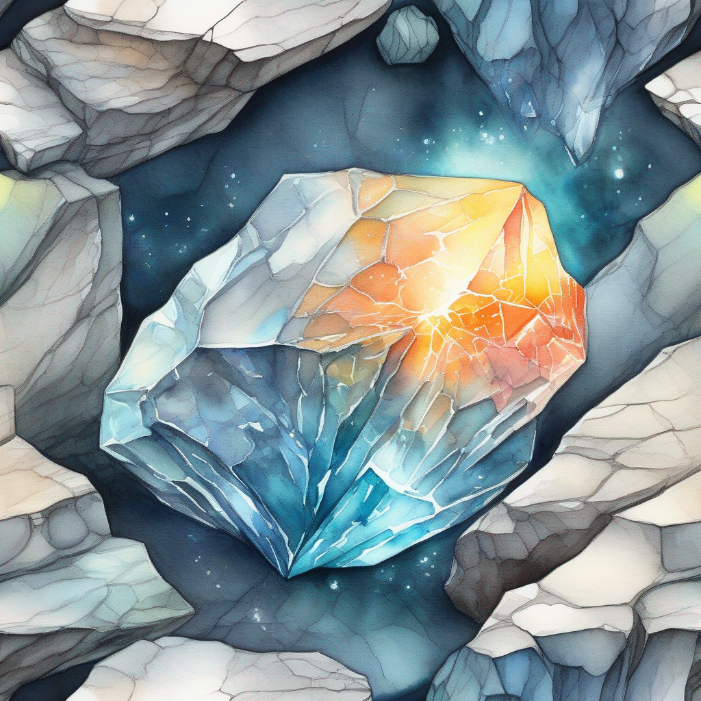 The glowing stone cracks open, revealing a shimmering crystal.