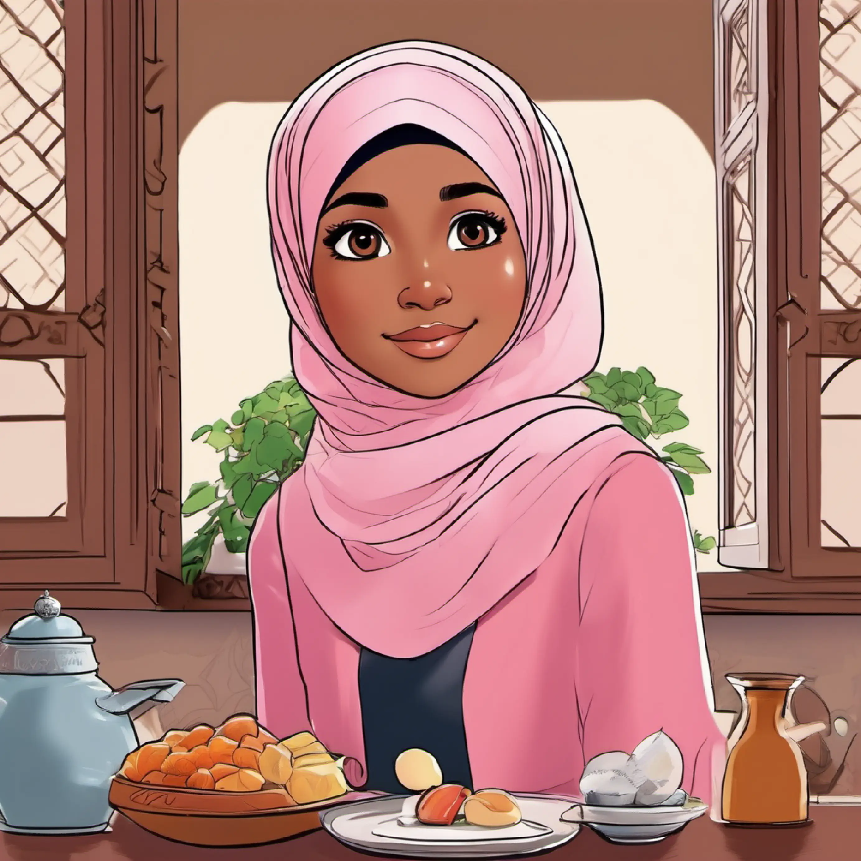 Ayesha asks her parents about visiting the mosque, in the kitchen.