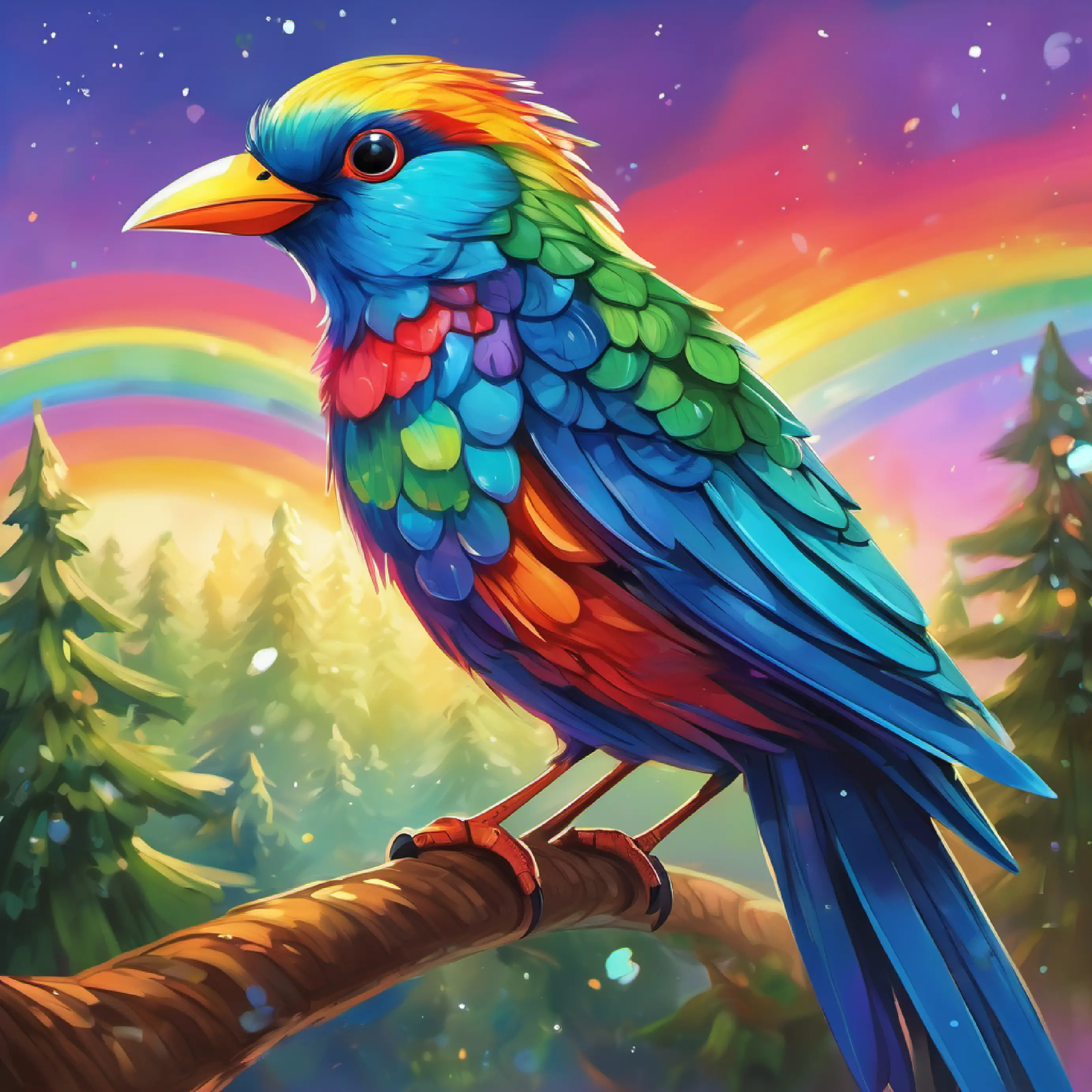 A rainbow-hued bird, A rainbow-hued bird who can speak every language, bringing harmony and understanding, with the ability to speak every language appears at The Casa da Inclusão.