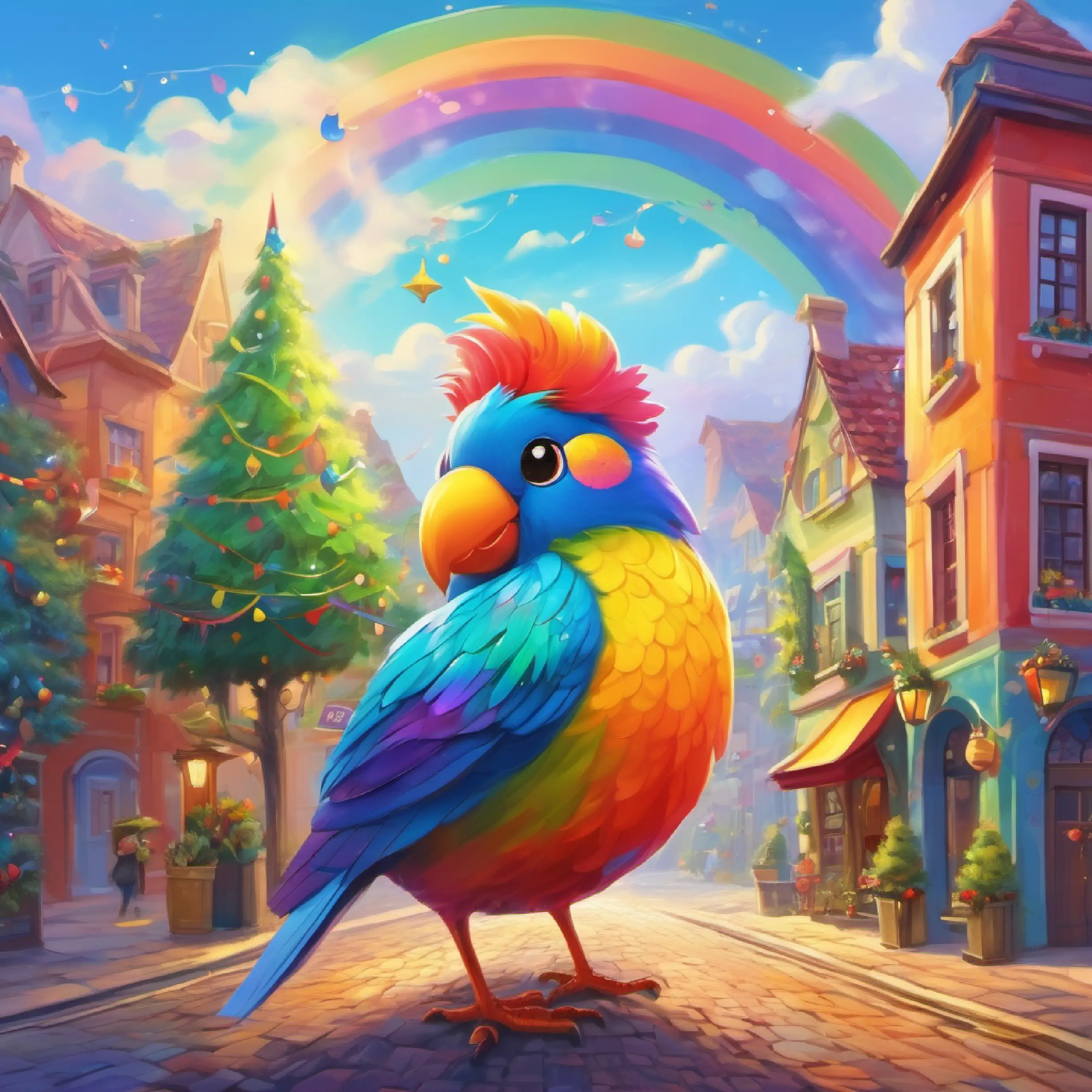 A rainbow-hued bird who can speak every language, bringing harmony and understanding embarks on a quest, using her melodious song to bridge gaps and foster understanding in the town.