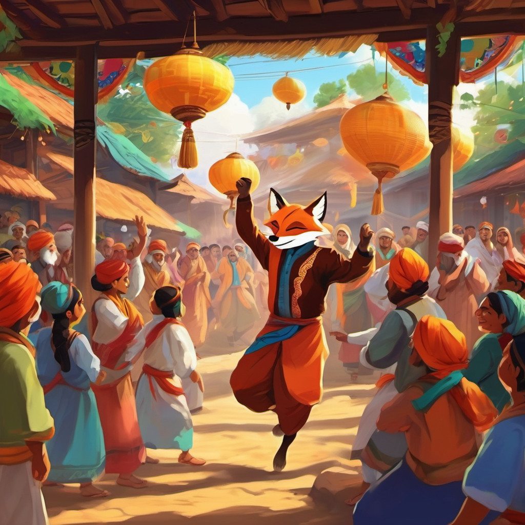 Everyone joined in a thunderous applause, and the village festival became the talk of the town. The story of Shayal, the dancing fox, spread far and wide, becoming a celebrated legend for generations to come. From that day forward, Shayal learned the importance of embracing his cultural heritage and never stopped dancing. And every time he would entertain the villagers with his dance moves, he would always remember that true happiness lies in celebrating who you are and where you come from.