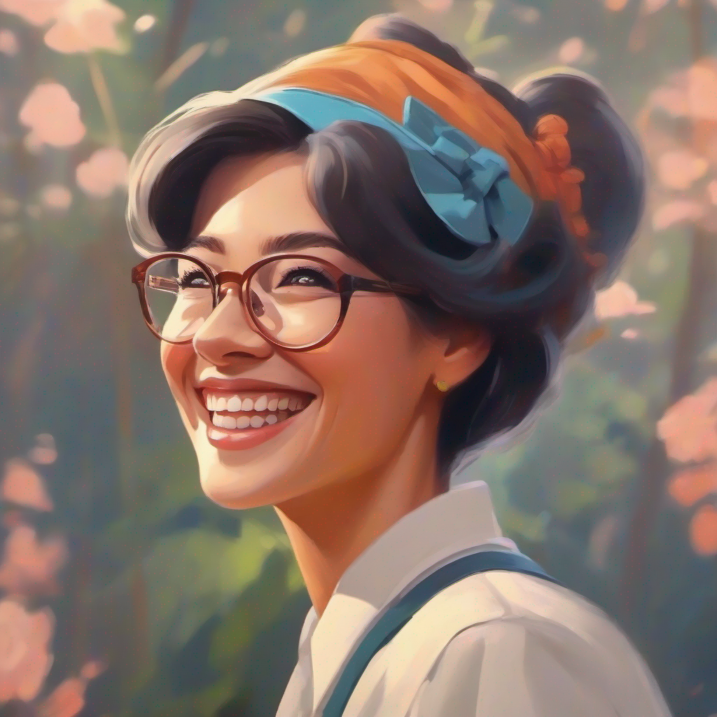 Ms. Smith with glasses and a big smile. with glasses and a big smile.